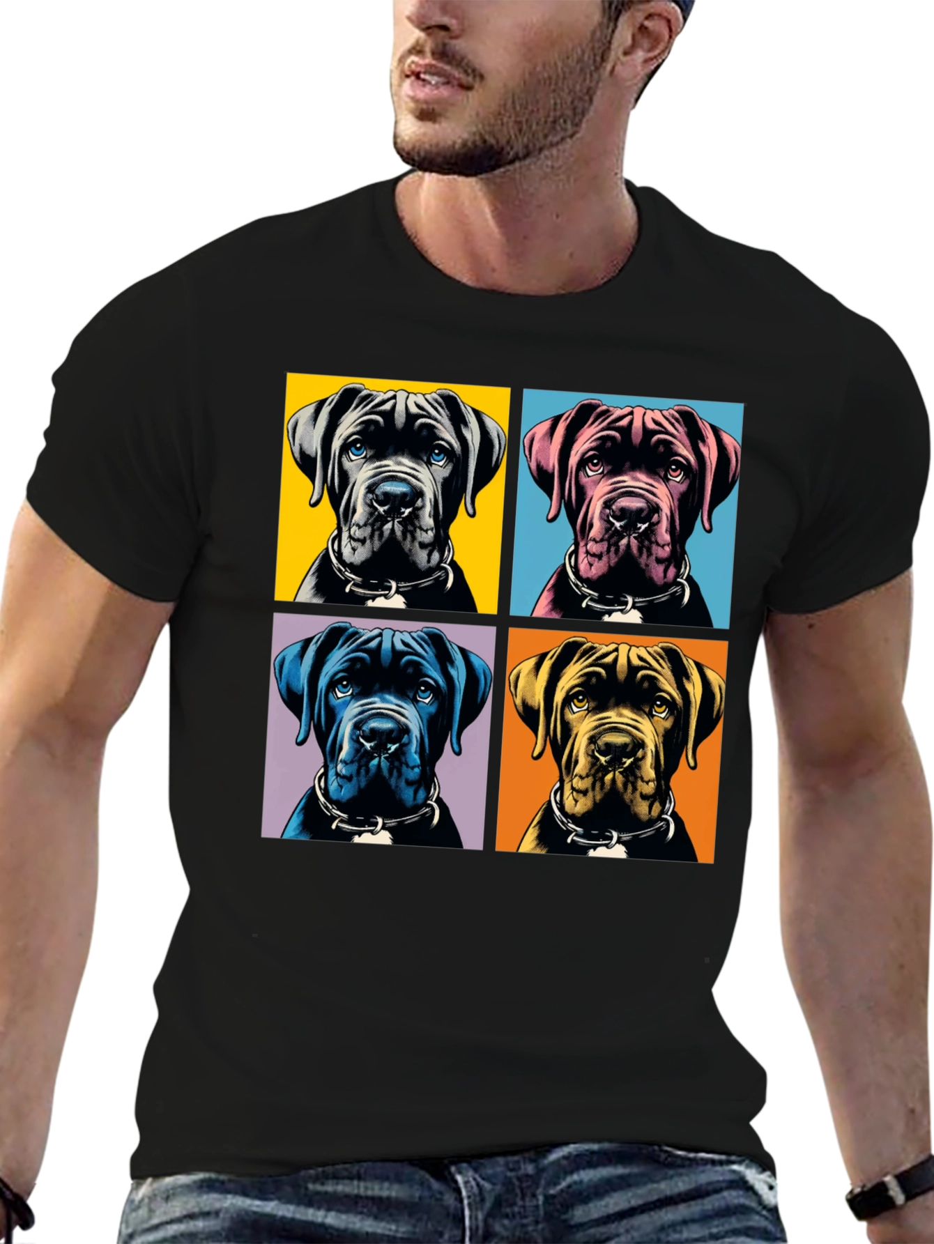 Black Pop Art Dog Graphic T-Shirt - Stylish Pet Lover Apparel view 6