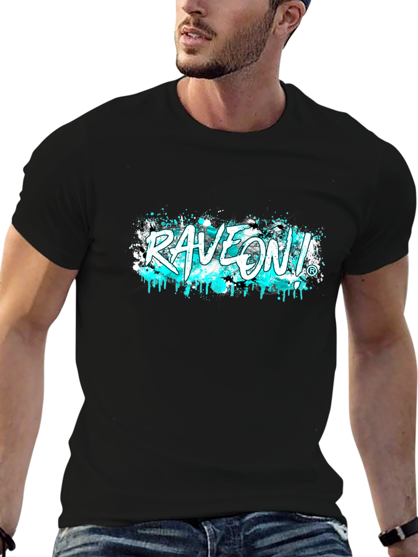 Black RaveOn! Graphic Tee - Black Cotton T-Shirt view 6