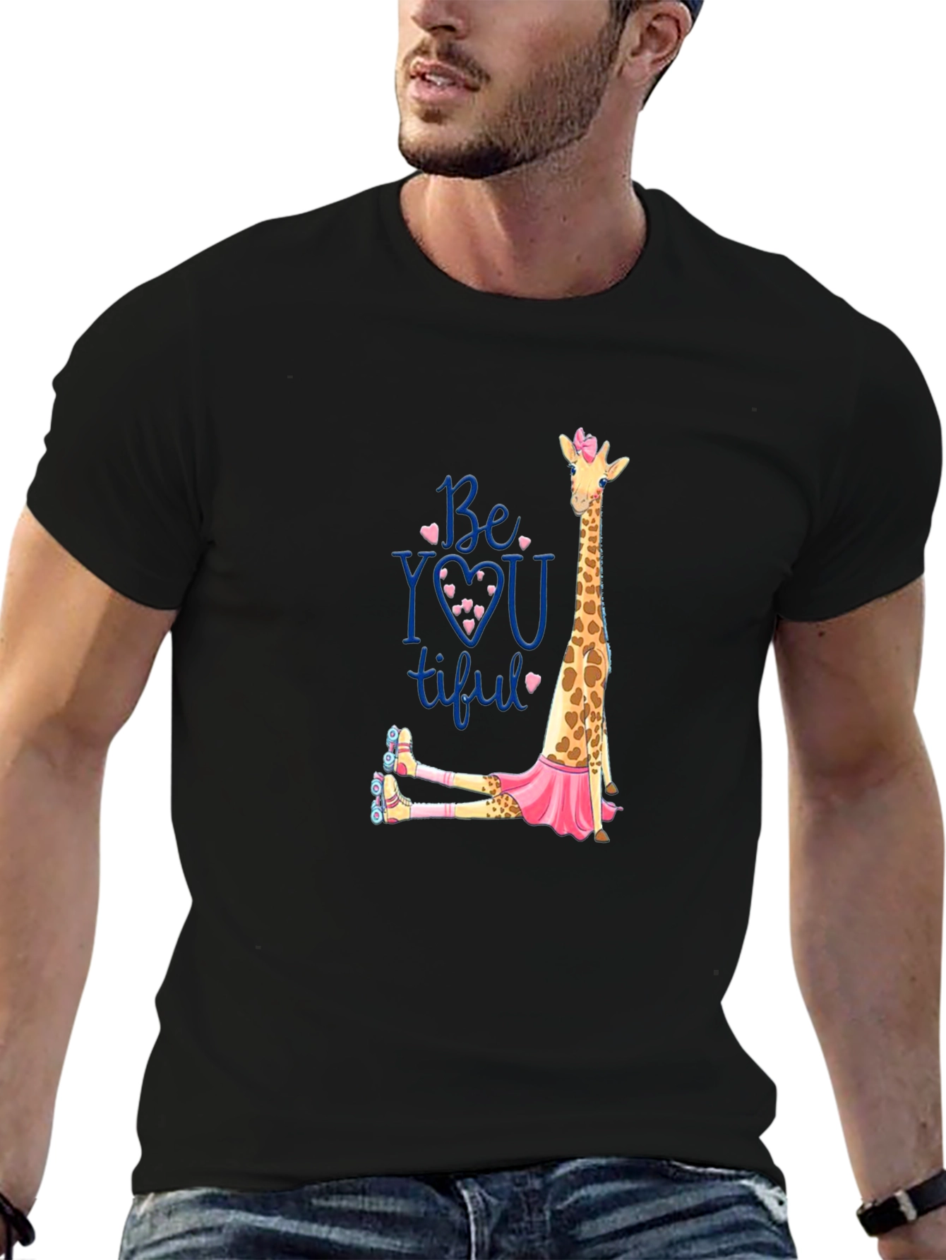 Black Be-YOU-tiful Giraffe T-Shirt view 6
