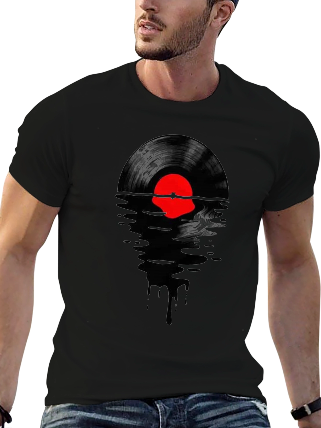Black Vinyl Record Sunset T-Shirt - Cool Music Lover Tee view 6