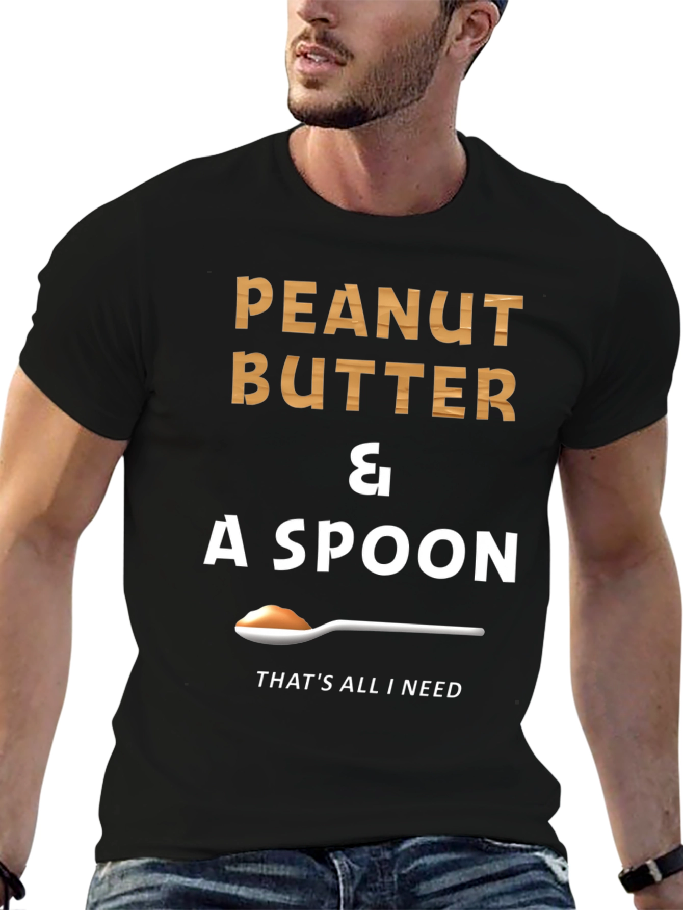Black Peanut Butter & A Spoon T-Shirt - Funny Foodie Tee view 6