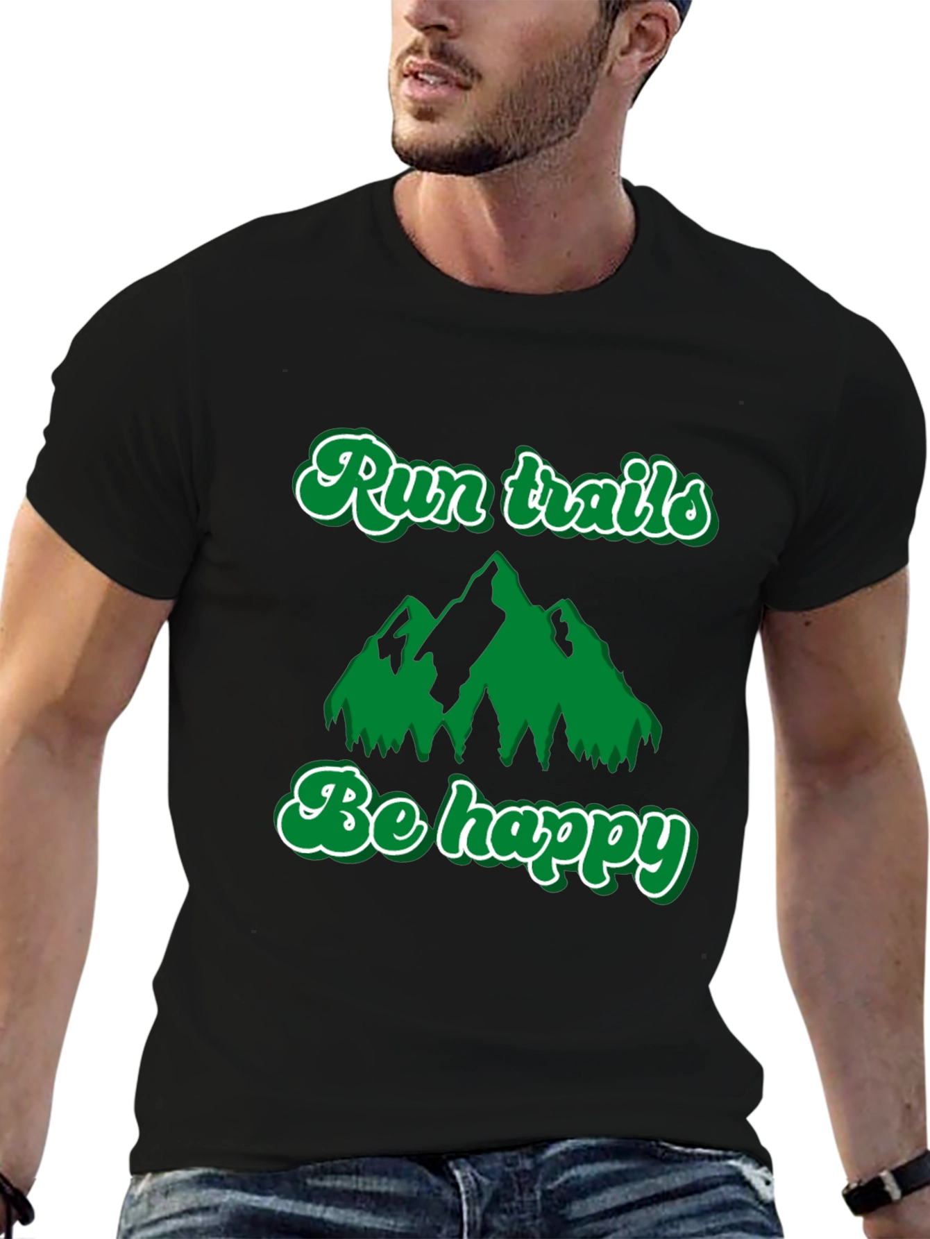 Black Run Trails, Be Happy T-Shirt: Outdoor Adventure Tee view 6