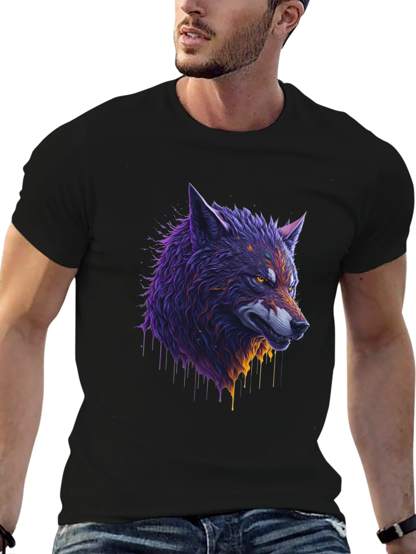 Wolf Graphic Black T-Shirt - 6
