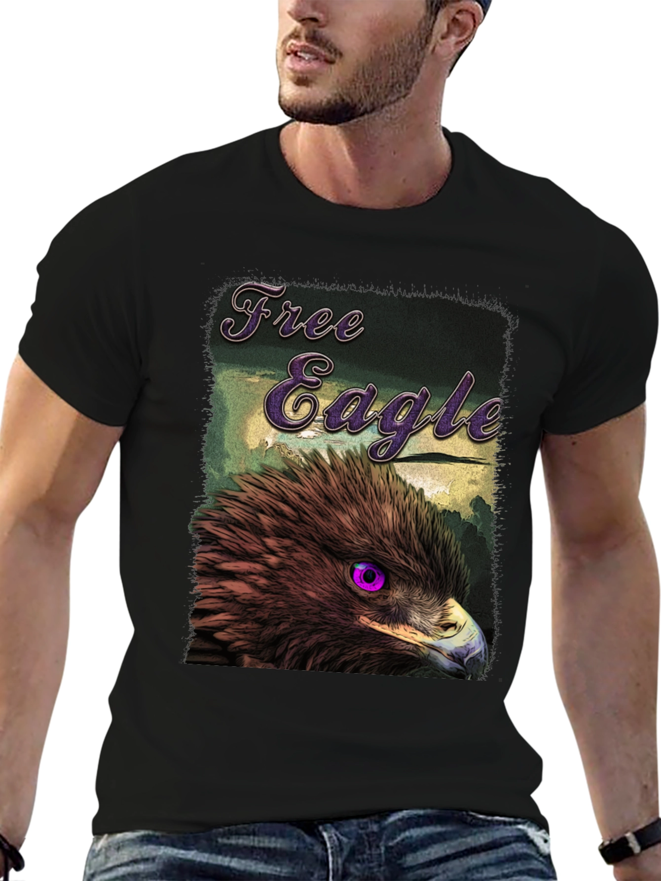 Black Free Eagle Graphic T-Shirt - Bold Bird Design view 6