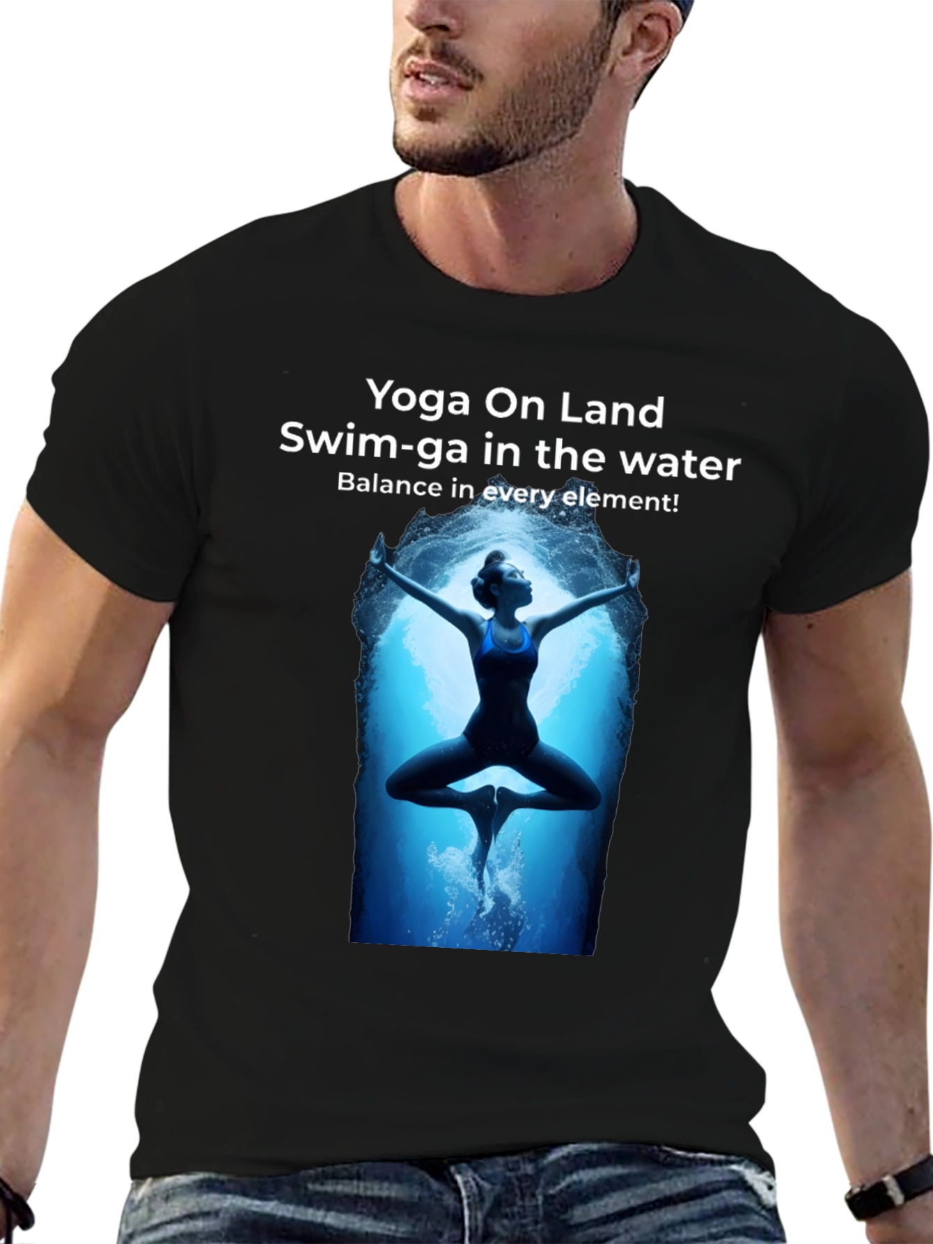 Black Yoga and Swim T-Shirt view 6