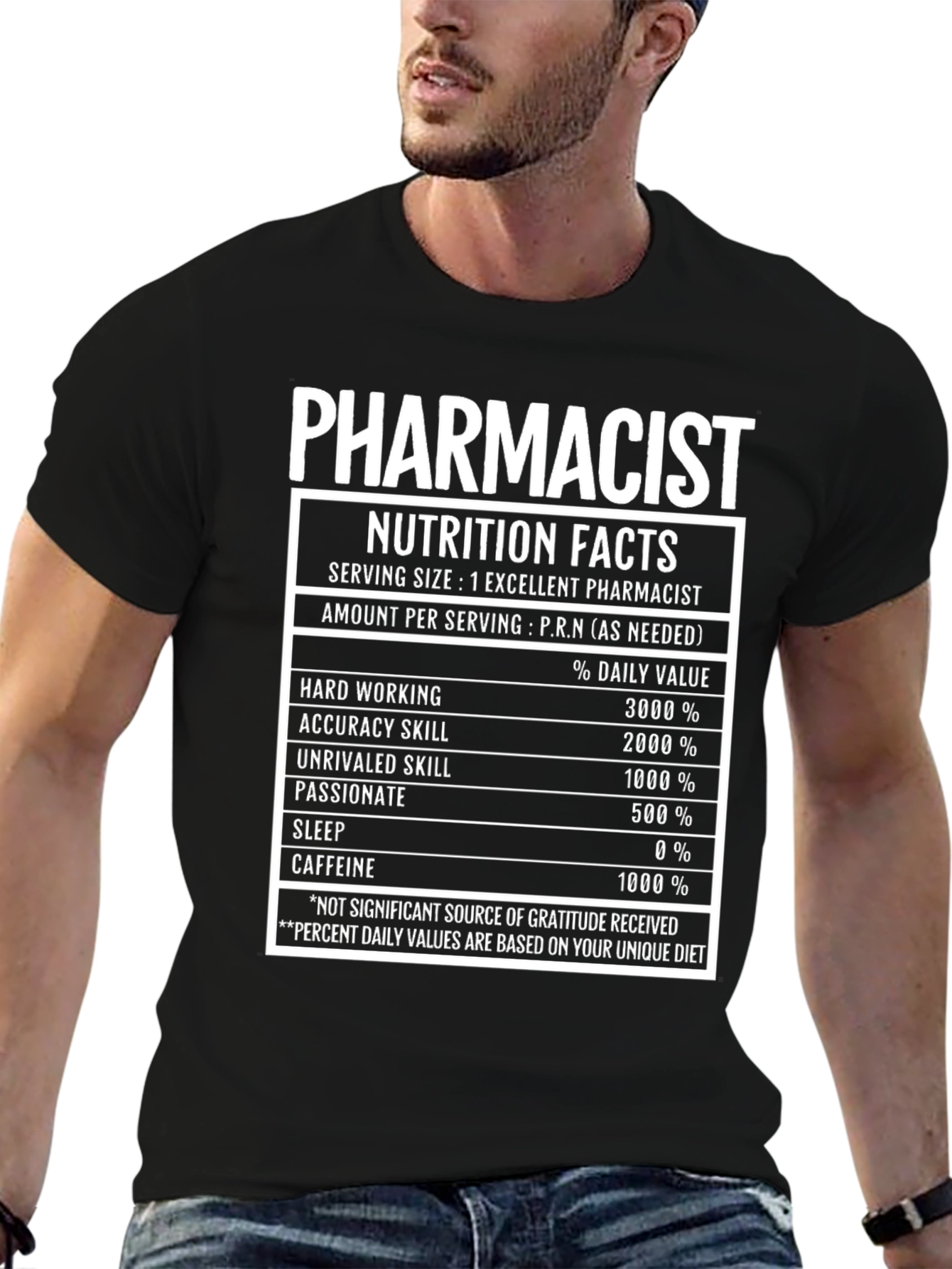 Black Pharmacist Nutrition Facts T-Shirt Funny Pharmacy Tee view 6