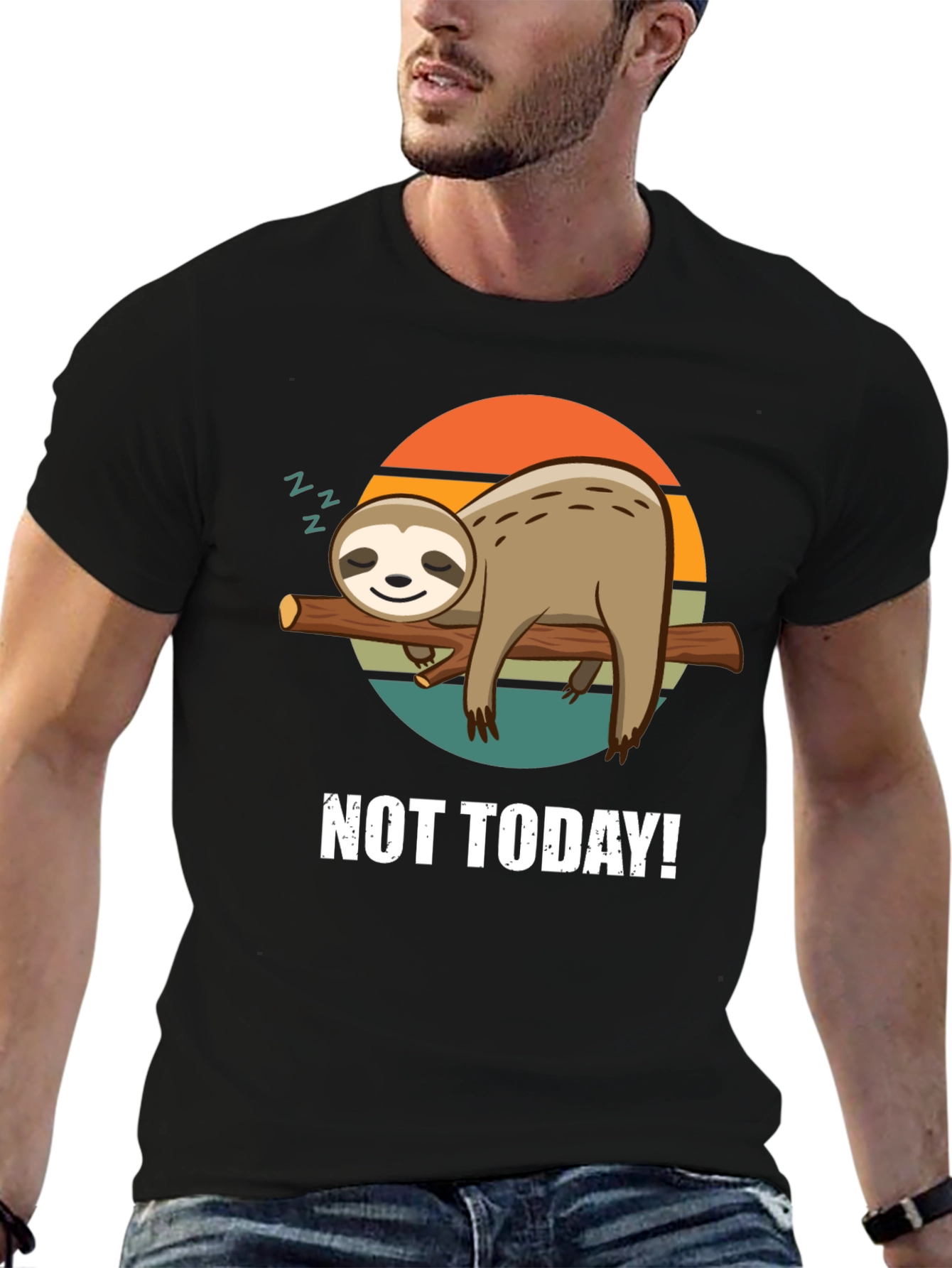 Black Not Today Sloth Graphic Tee - Relaxed Comfort view 6