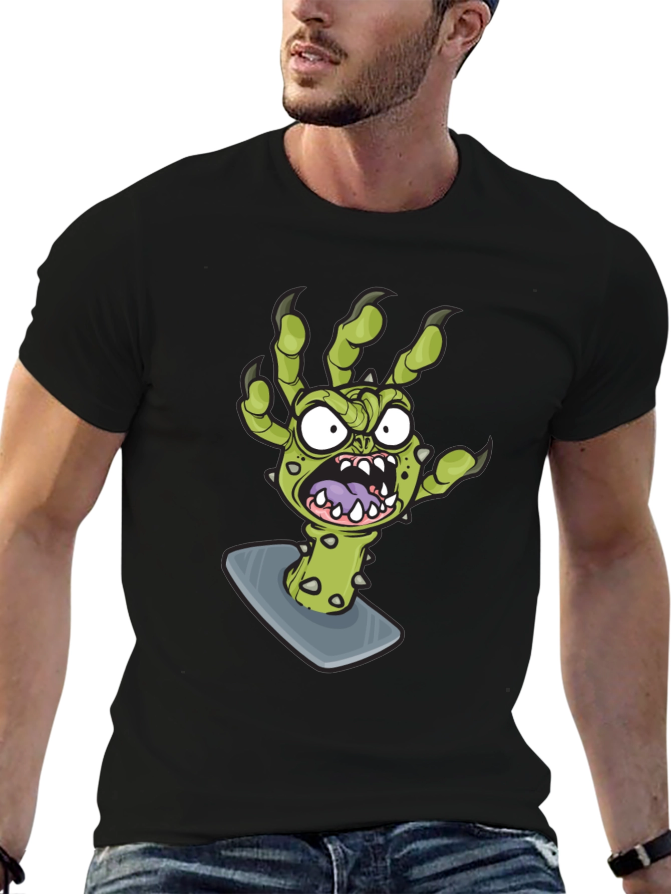 Black Monster Hand Graphic Tee - Black view 6