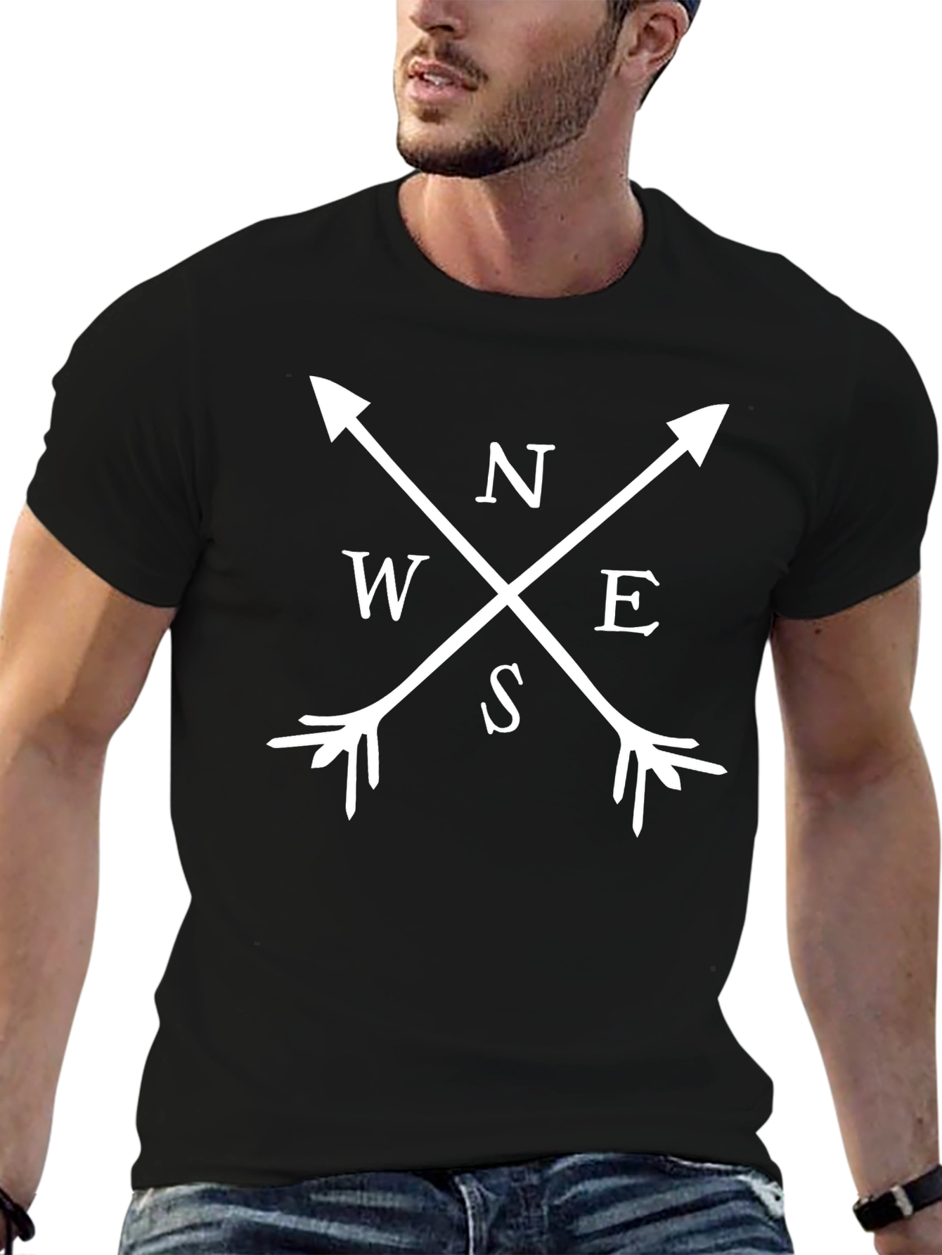 Black Compass Arrows T-Shirt - Black view 6