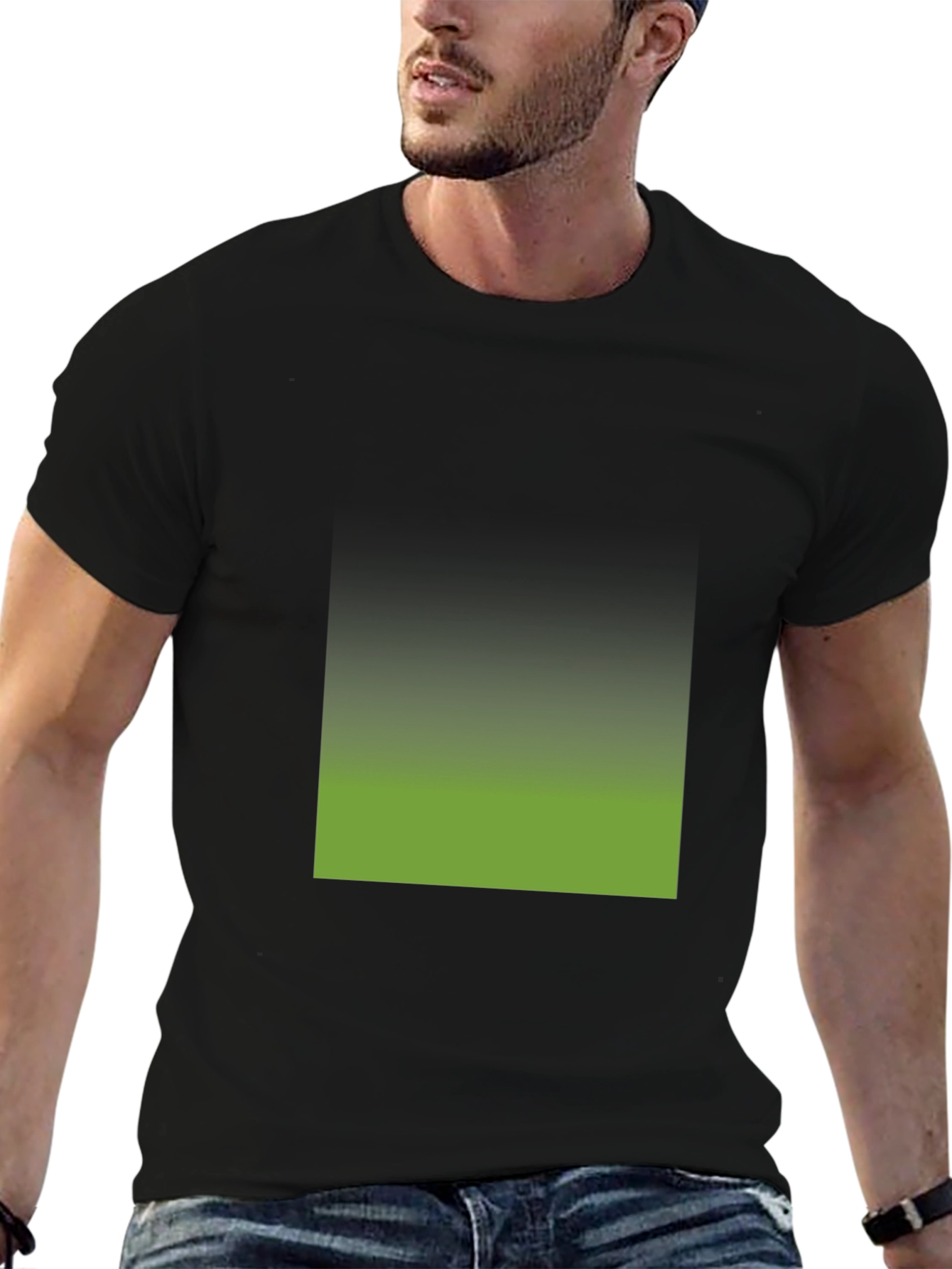 Black Black T-Shirt with Gradient Square Design view 6