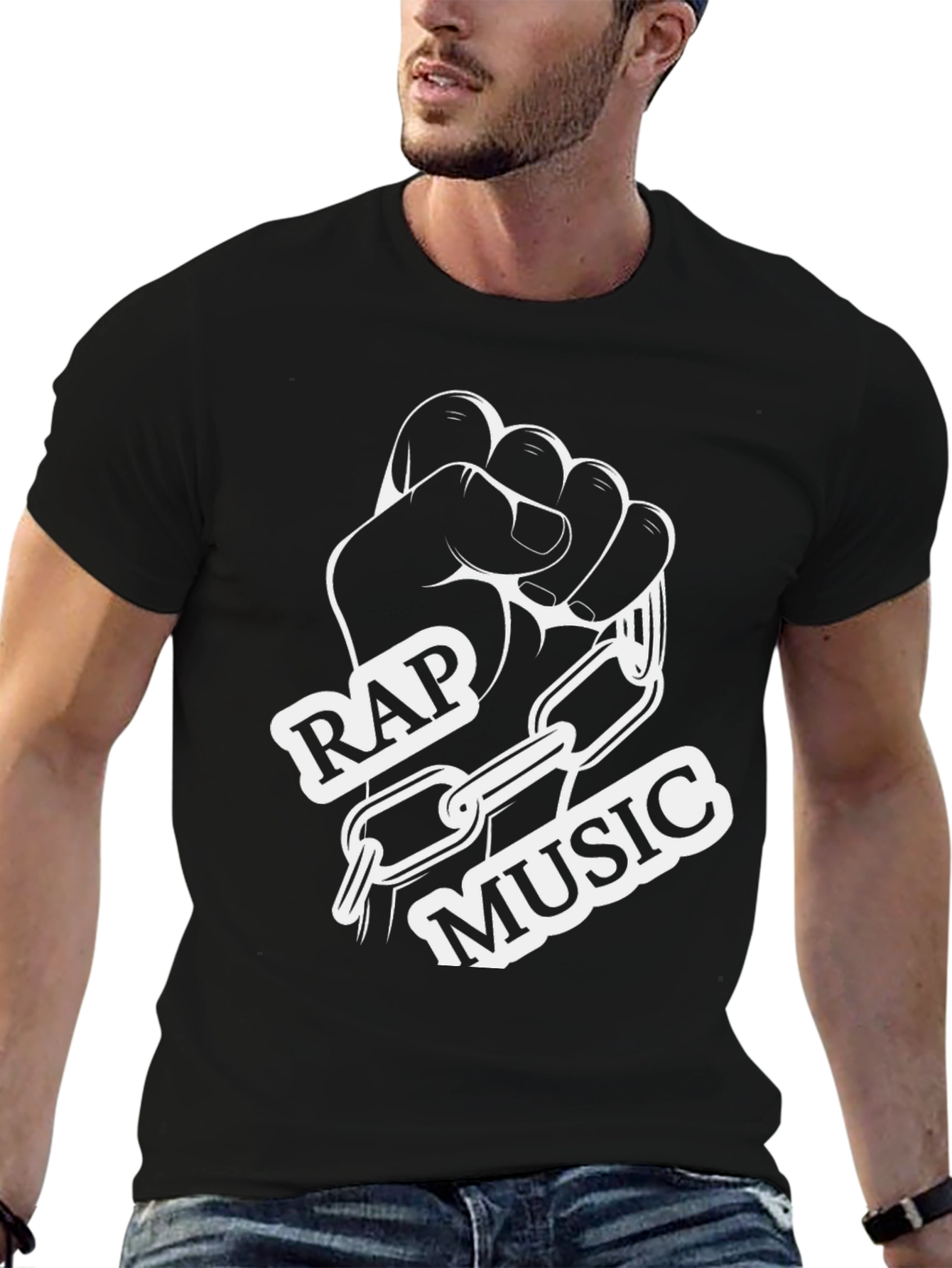 Black Rap Music Graphic T-Shirt view 6