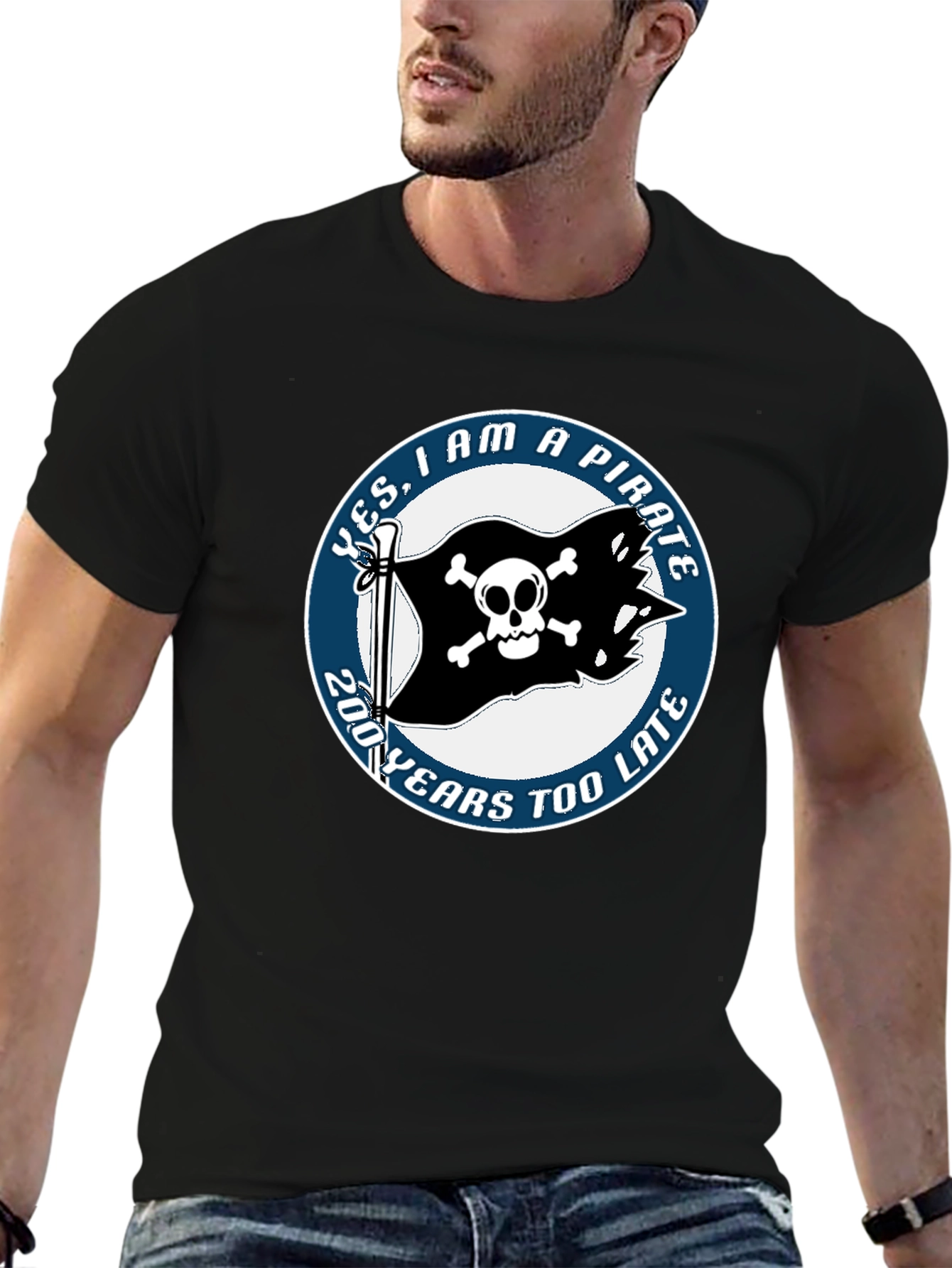 Black Pirate T-Shirt - Funny Skull and Crossbones Tee view 6