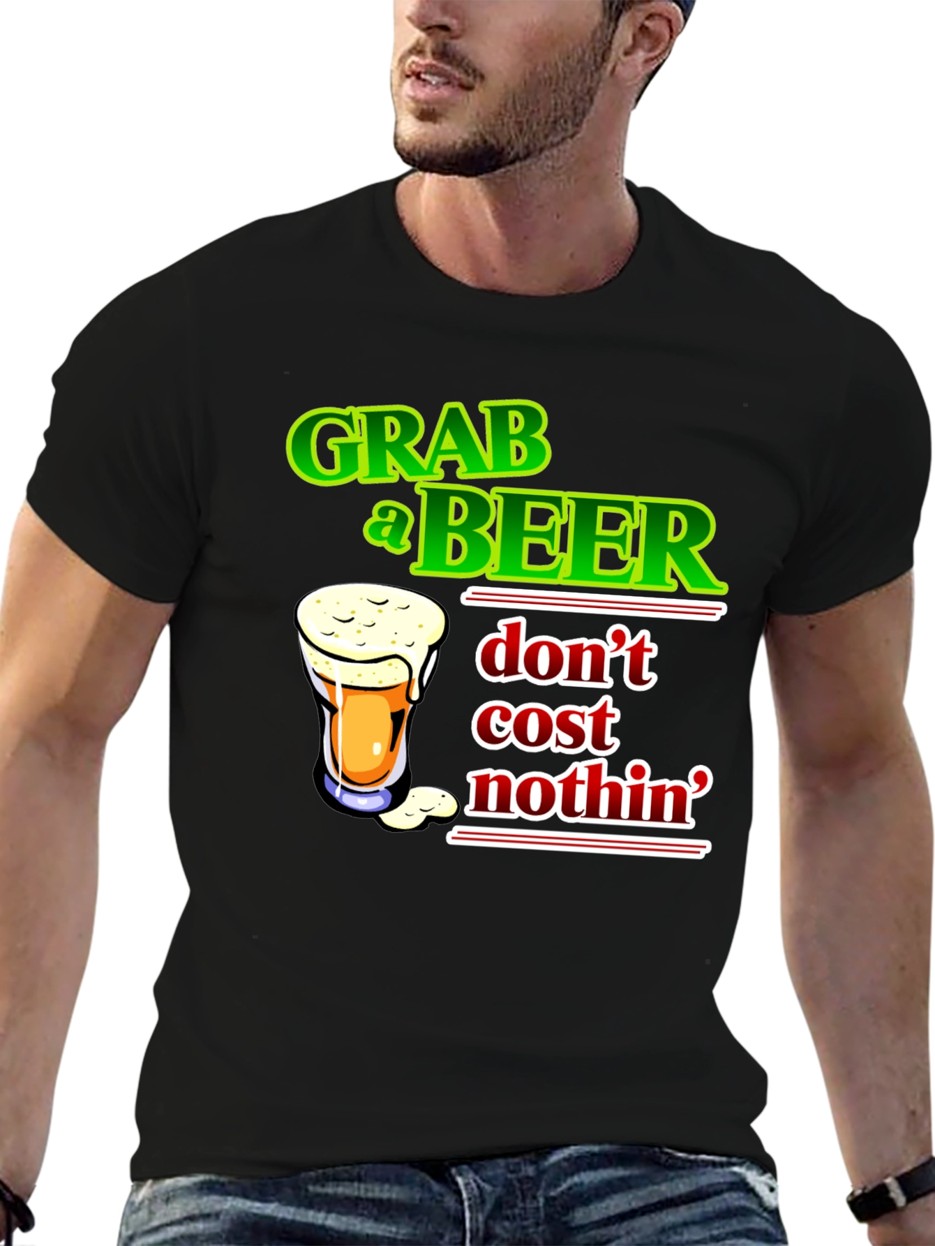 Grab a Beer Graphic Tee - Men's Black T-Shirt - 6