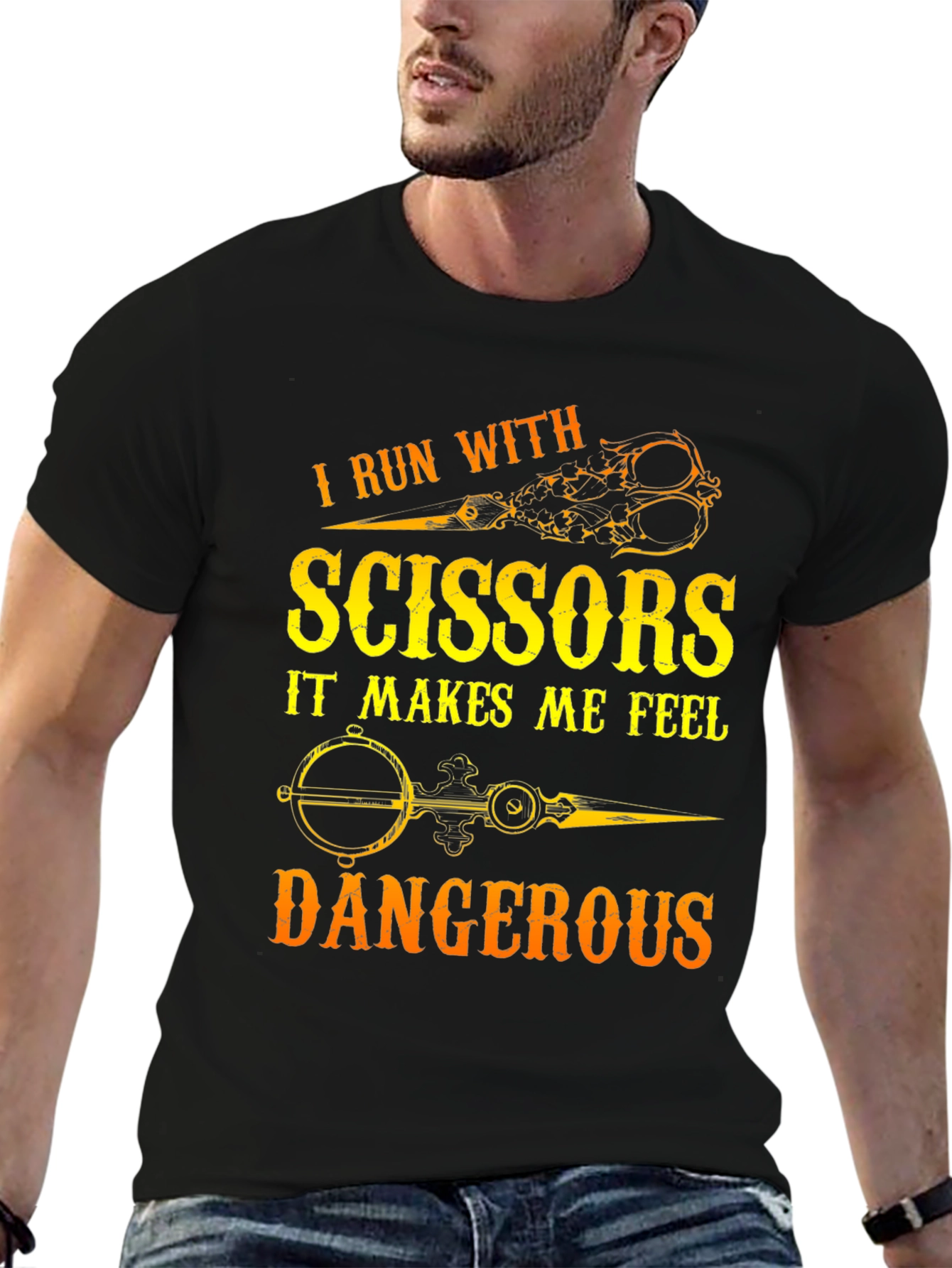 Black I Run With Scissors T-Shirt view 6