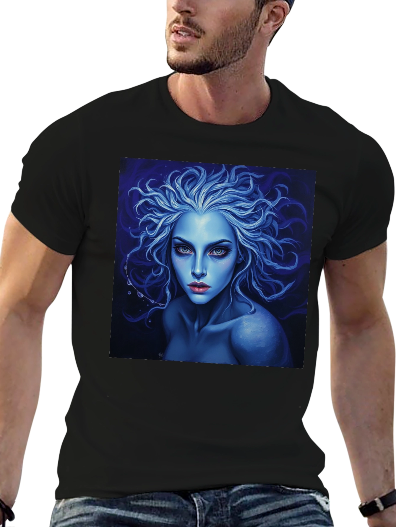 Black Blue Enchantress Graphic Tee - Dark Fantasy Style view 6
