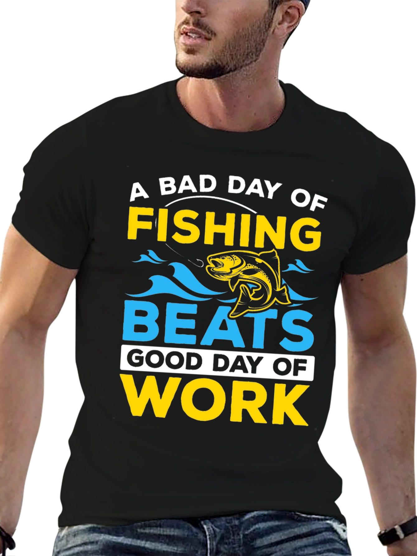 Black Fishing Beats Work T-Shirt view 6