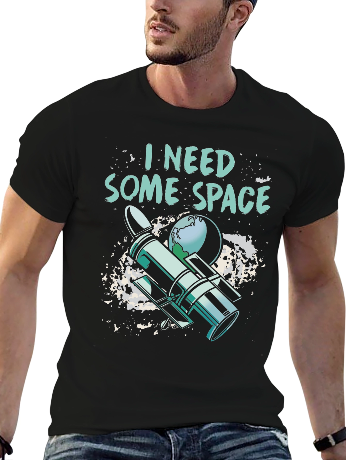 Black I Need Some Space T-Shirt - Funny Astronomy Shirt view 6