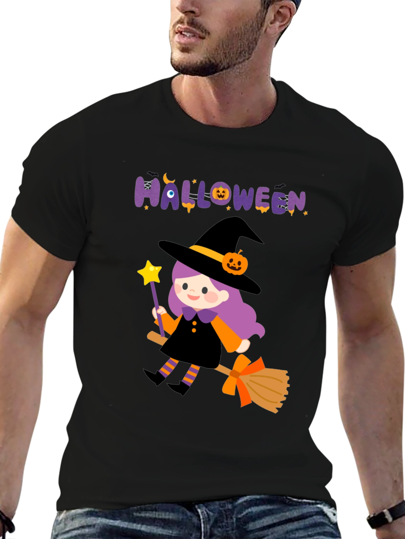 Black Halloween Witch T-Shirt - Spooky Season Apparel view 6