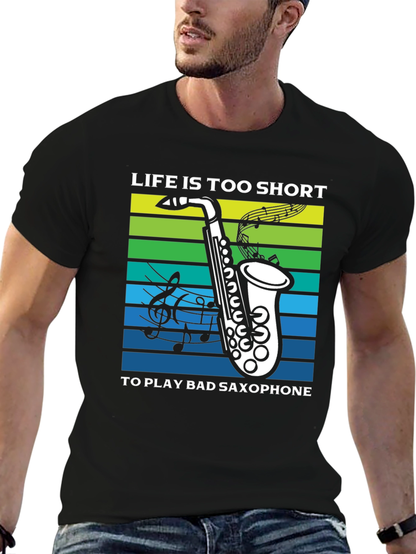 Black Life is Too Short Saxophone T-Shirt view 6