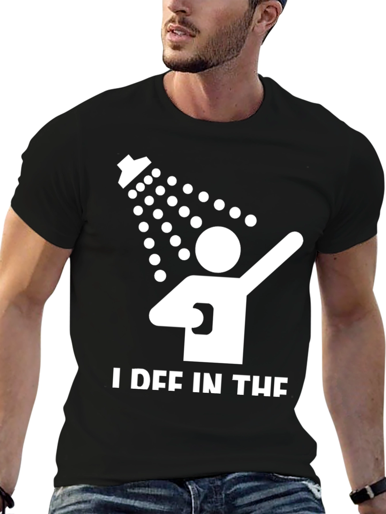 Black I Def In The Shower T-Shirt - Funny Pun Tee view 6
