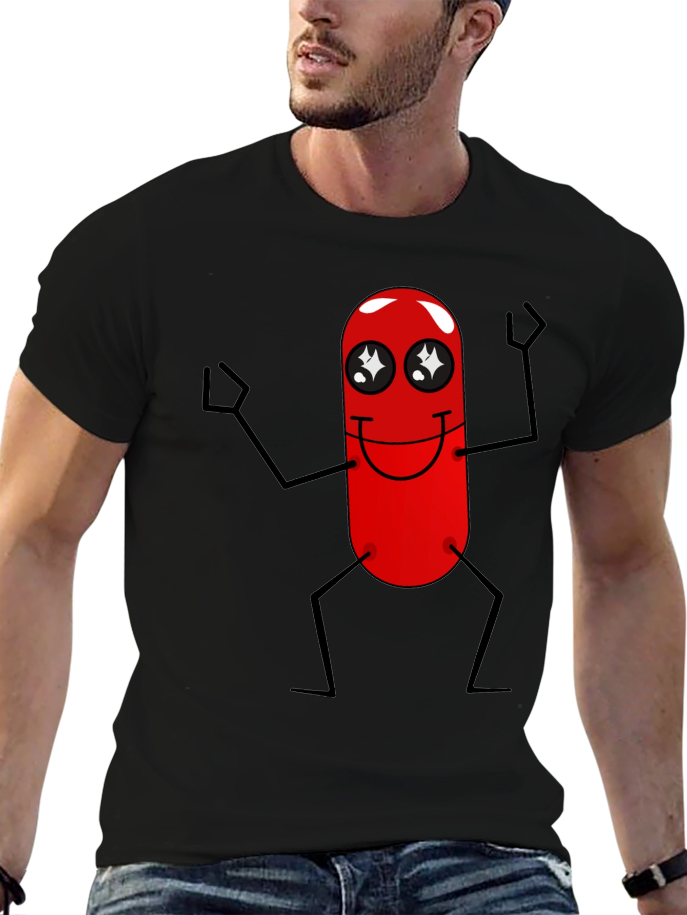 Black Funny Red Pill Character Black T-Shirt view 6