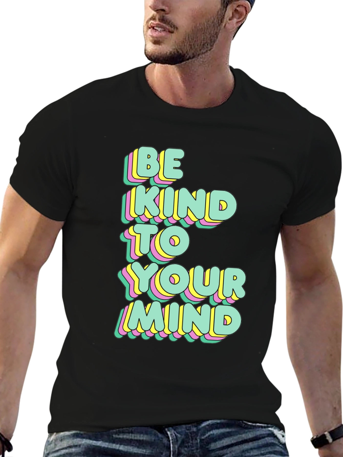 Black Be Kind To Your Mind Graphic Tee view 6