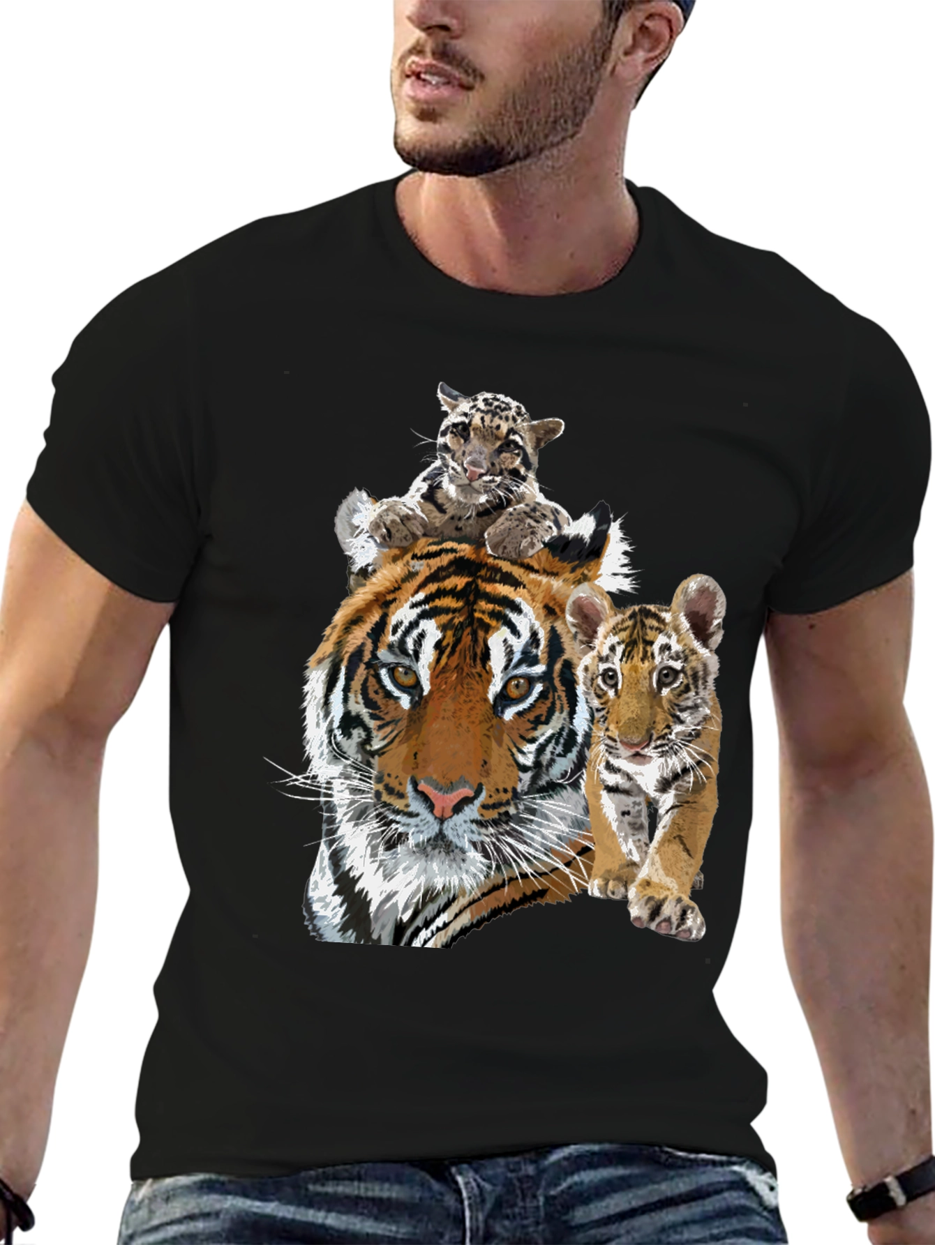 Black Tiger Family Graphic Print Tee view 6