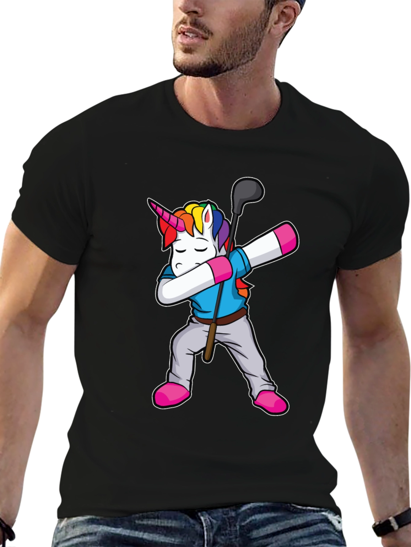 Black Unicorn Golf Dab T-Shirt view 6