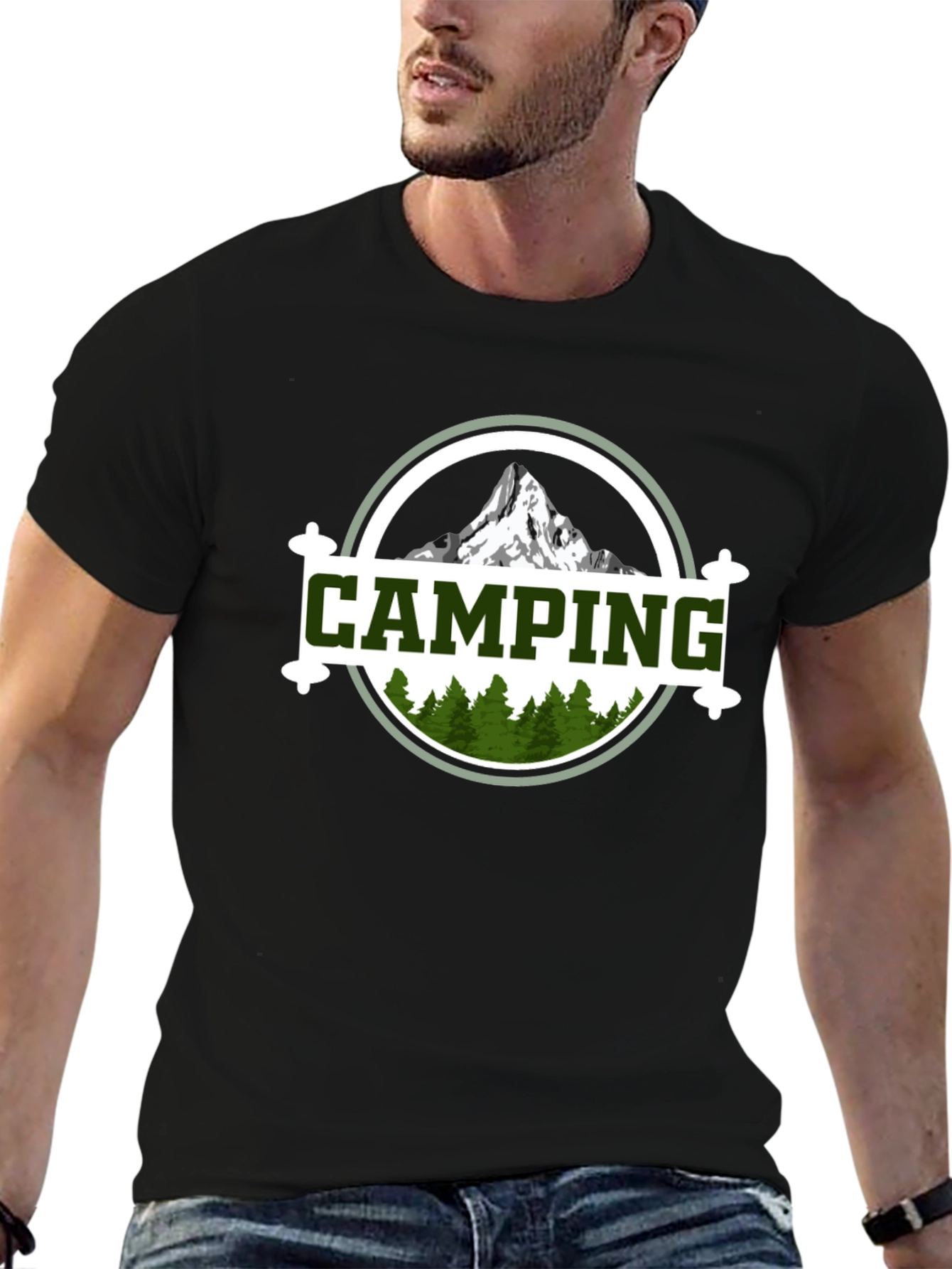 Black Camping Adventure Graphic Tee - Nature Lover Shirt view 6