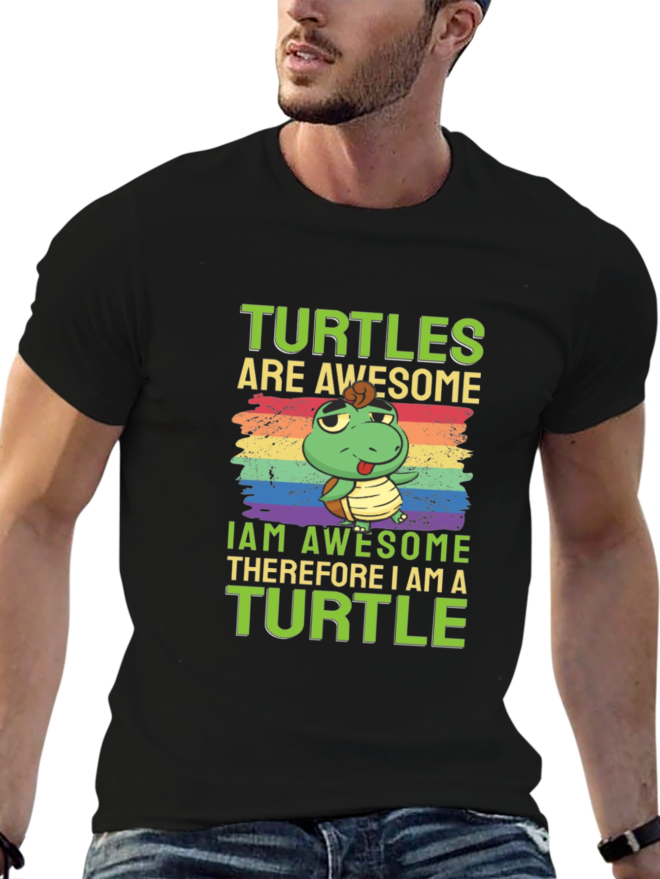 Black Turtles Are Awesome Graphic Tee view 6