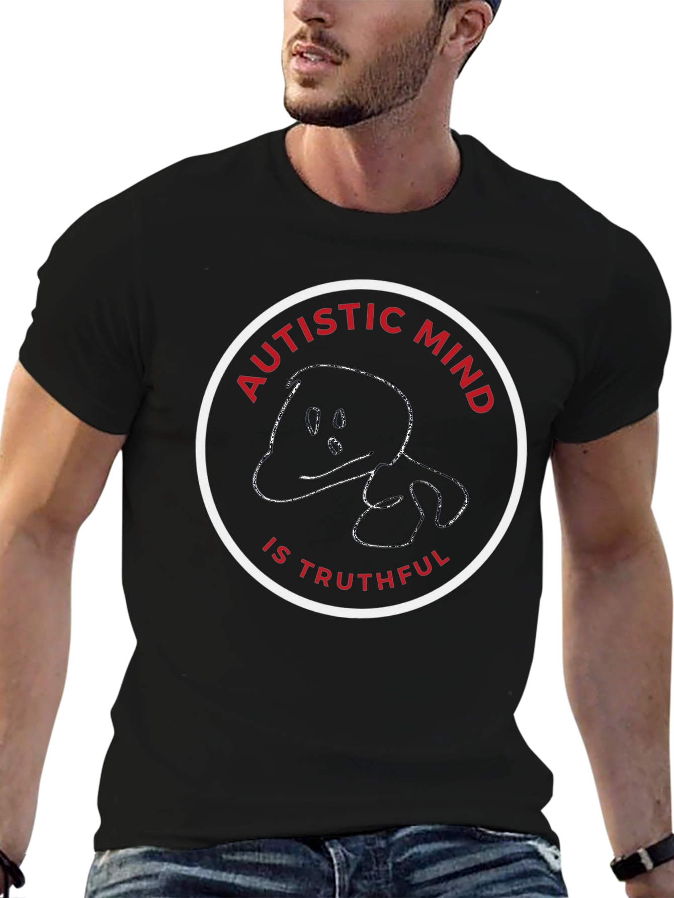 Black Autistic Mind Truthful Black T-Shirt view 6