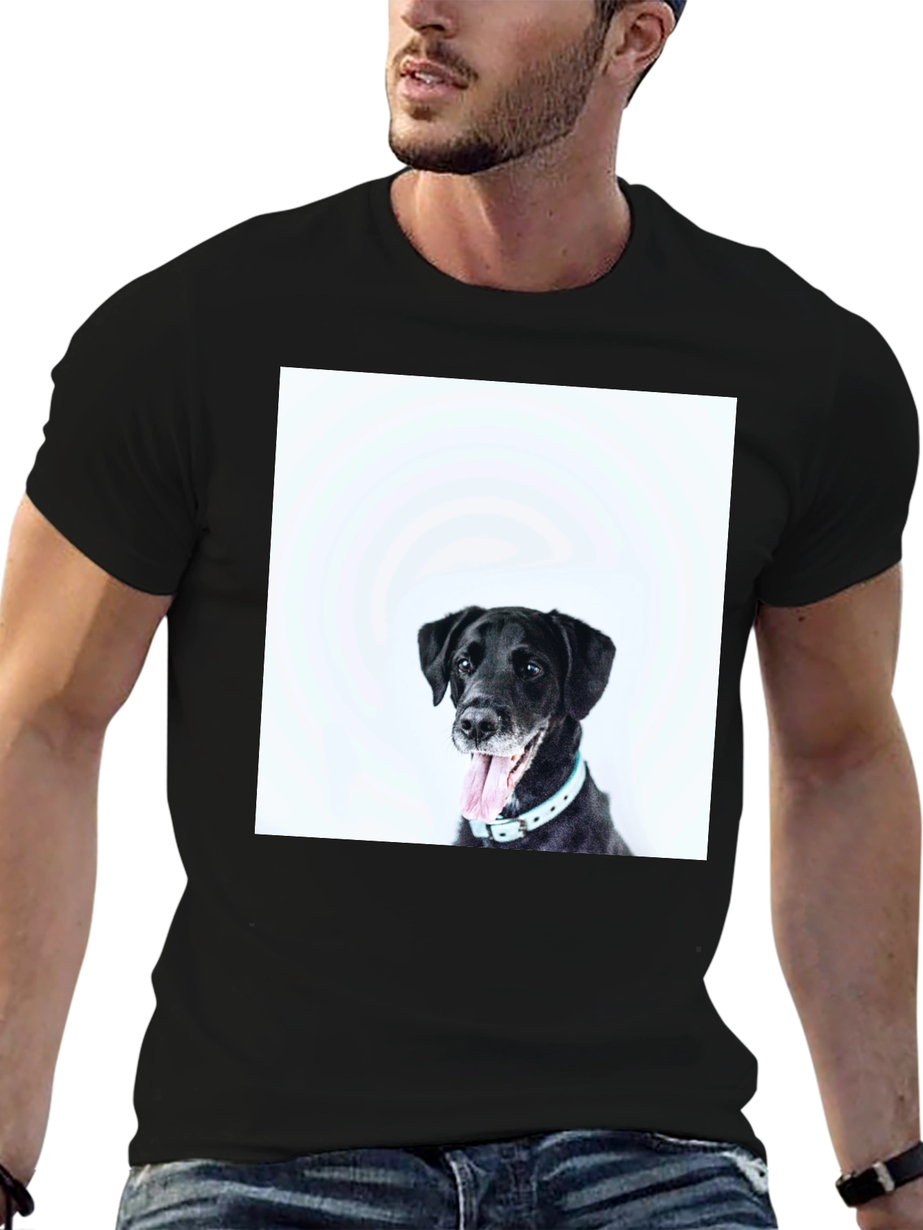 Black Black Dog Graphic T-Shirt - Unisex Casual Wear view 6