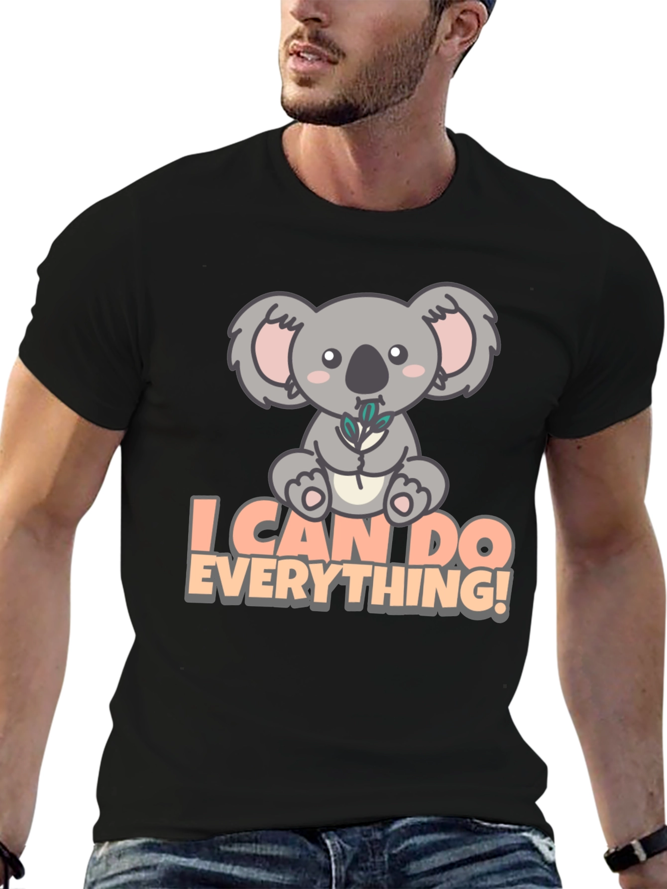 Black Koala I Can Do Everything! Black T-Shirt view 6