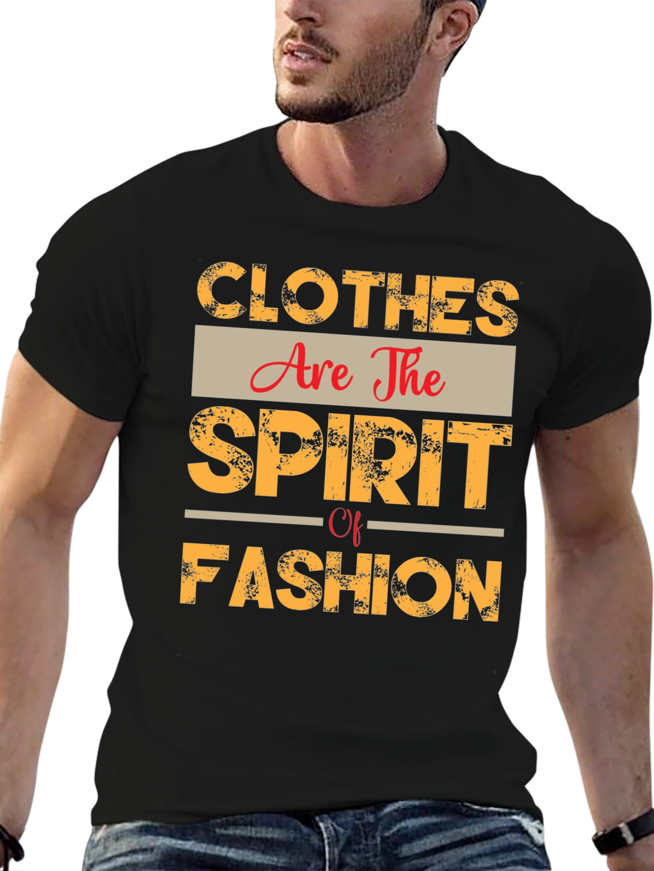 Black Trendy "Clothes Are The Spirit Of Fashion" T-Shirt view 6