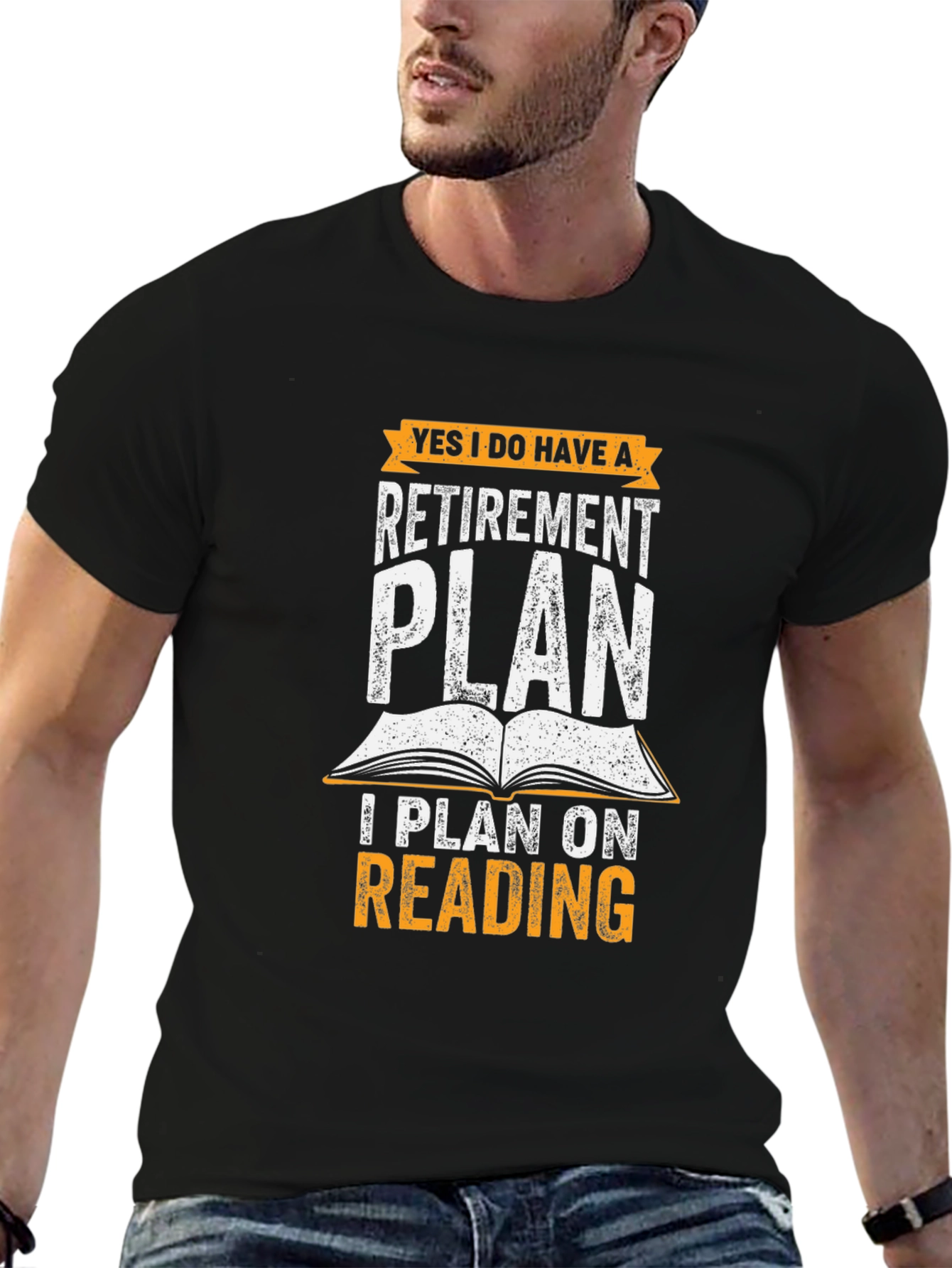 Black Retirement Plan Reading T-Shirt view 6