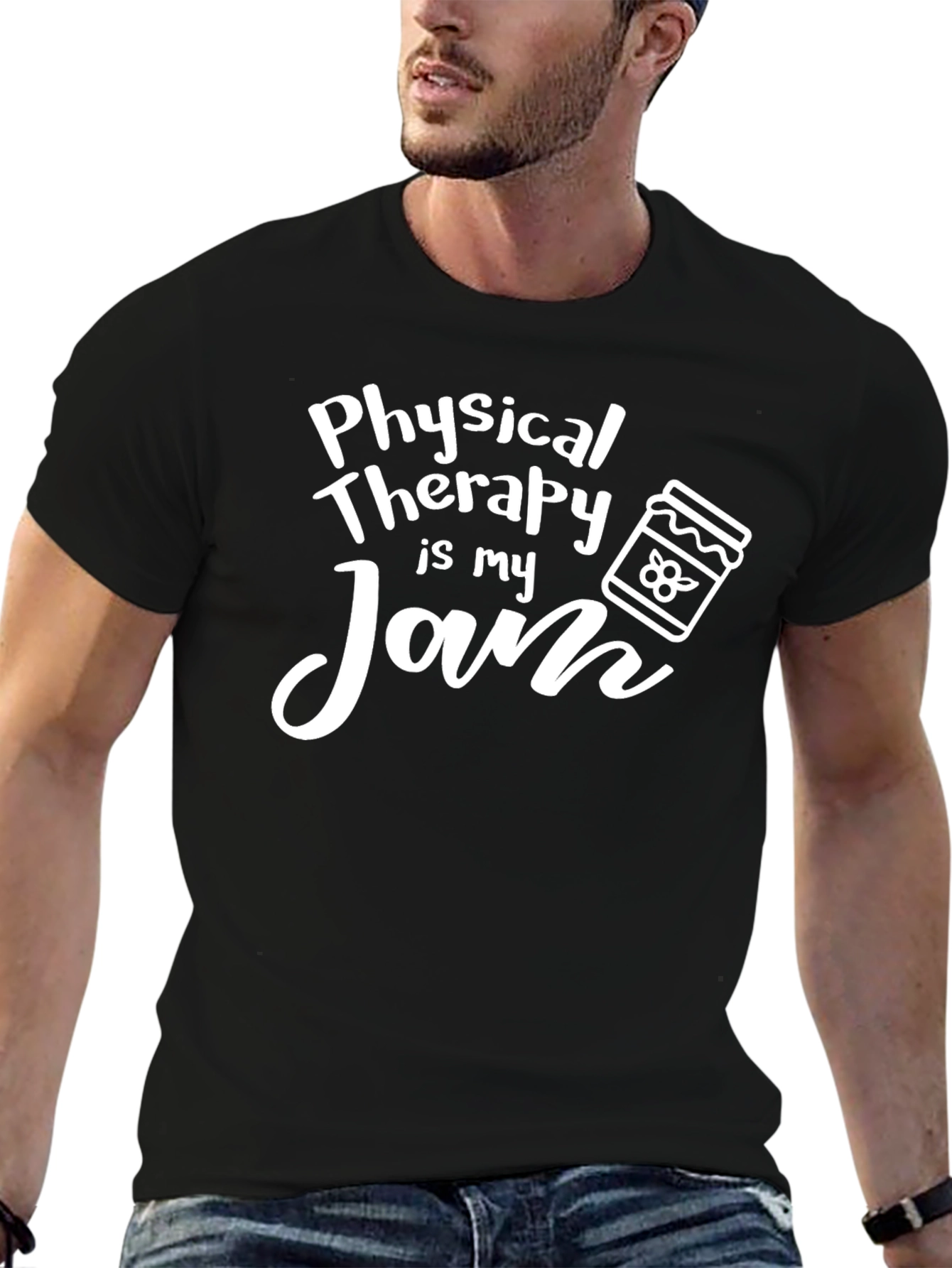 Black Physical Therapy Is My Jam Funny T-Shirt view 6