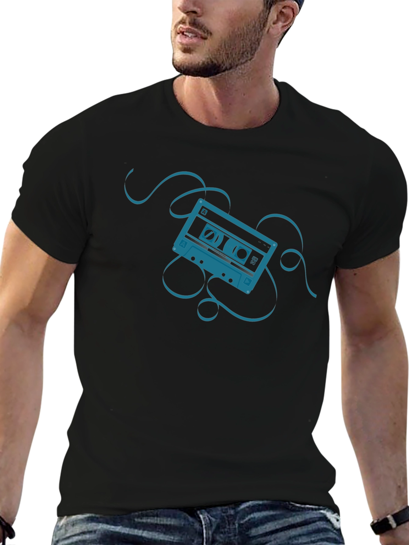 Black Retro Cassette Graphic T-Shirt view 6