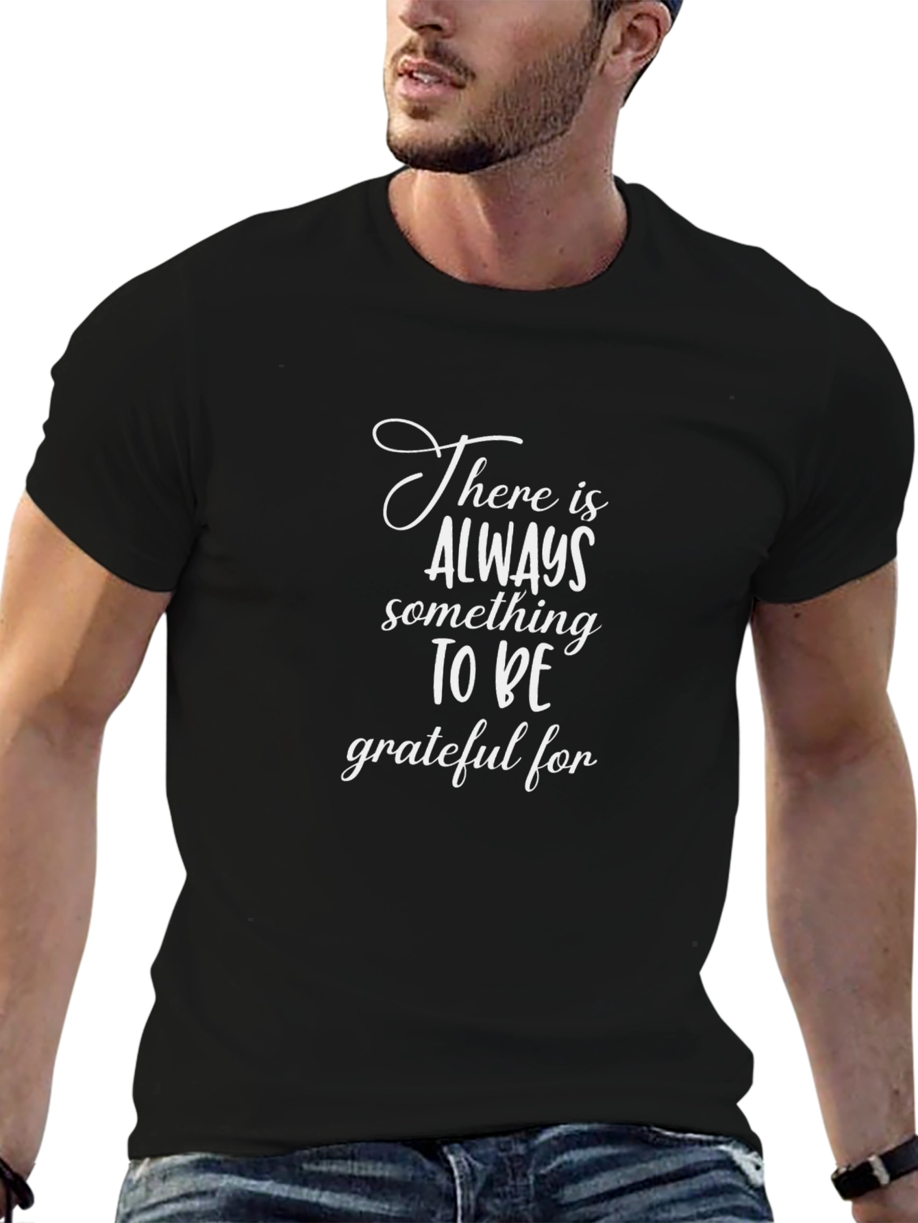 Black Grateful Black T-Shirt - Inspirational Tee view 6