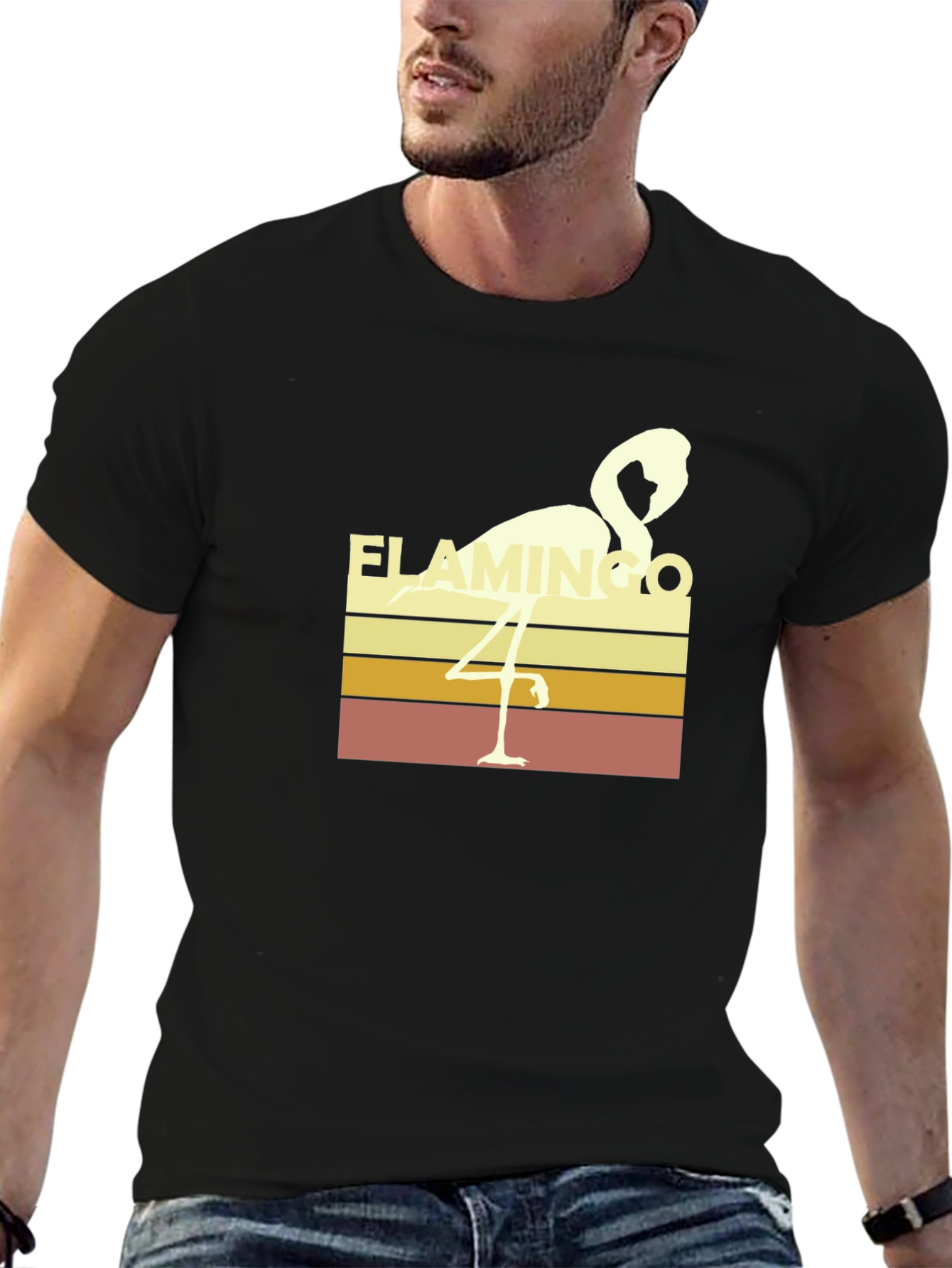 Retro Flamingo T-Shirt - Black - 6