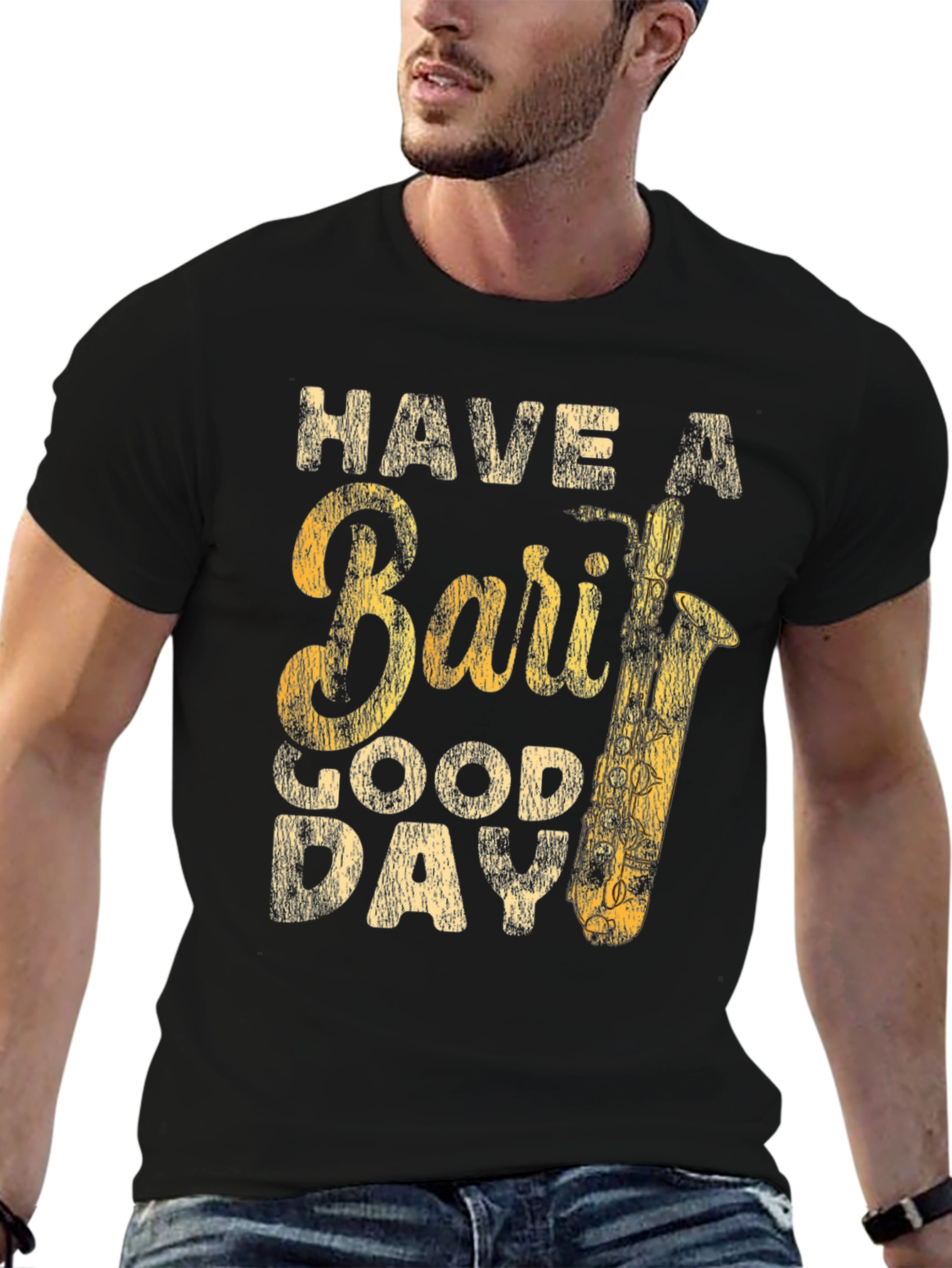 Black Bari Sax T-Shirt - Have A Good Day view 6