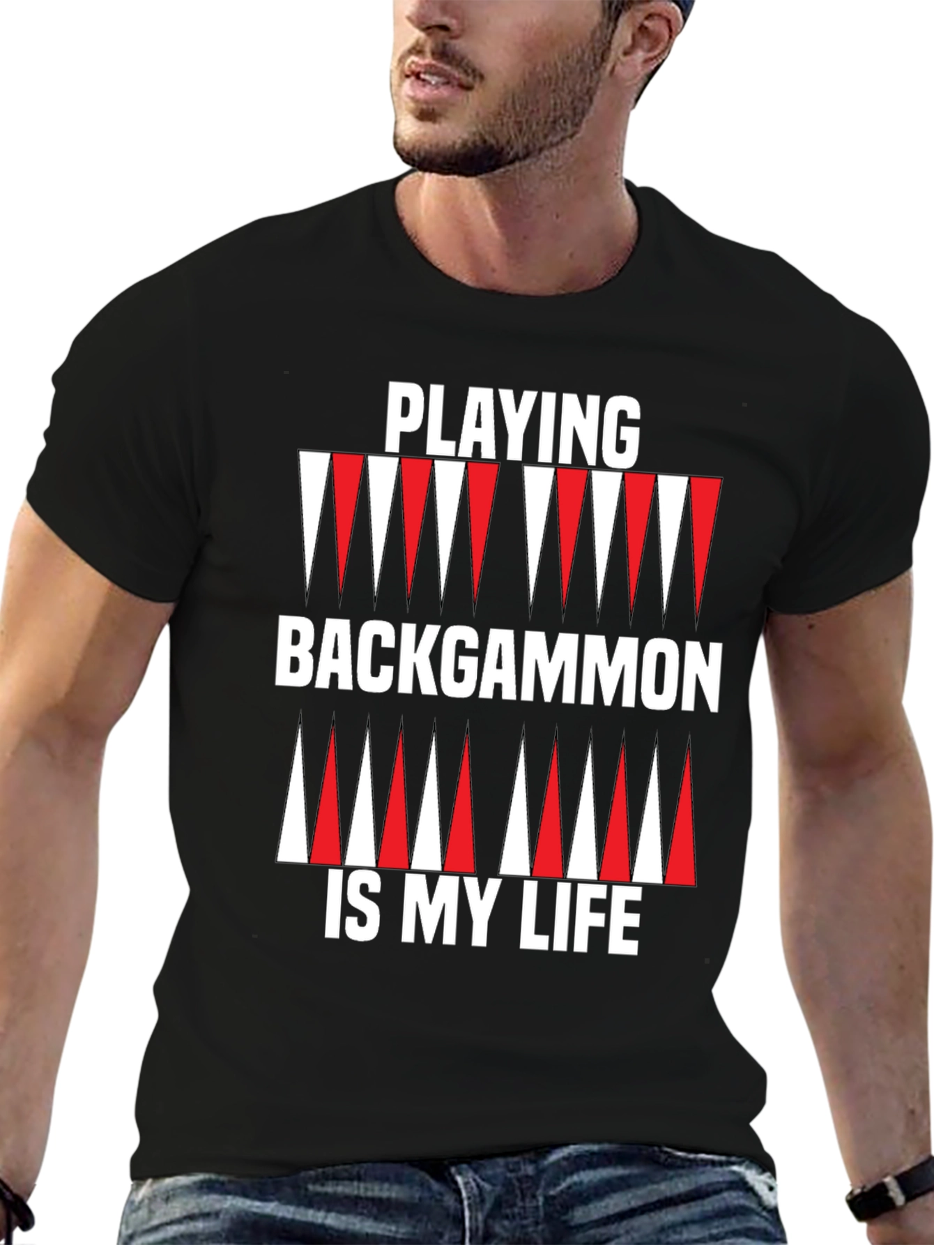 Black Backgammon Life T-Shirt - Black Graphic Tee view 6