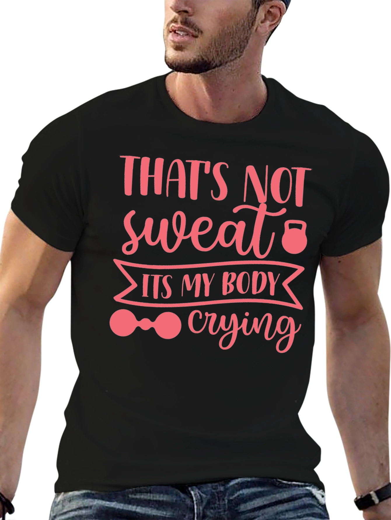 Black Workout Humor Tee: That's Not Sweat, It's My Body Crying view 6