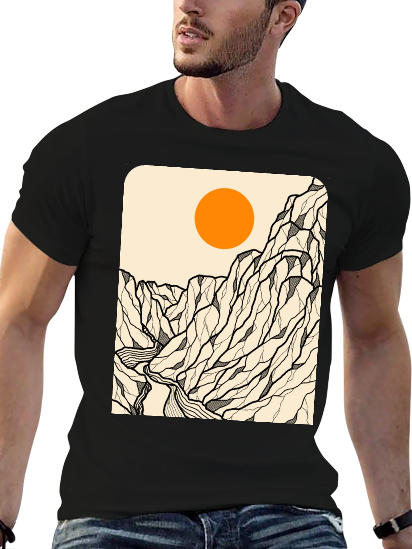 Black Mountain Range Graphic Tee - Black view 6