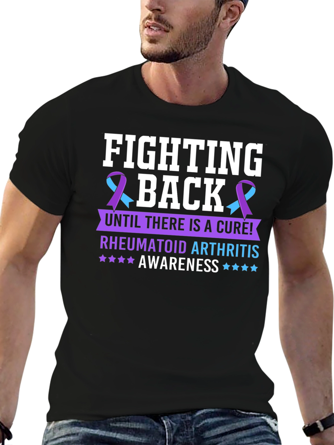 Black Rheumatoid Arthritis Awareness T-Shirt view 6
