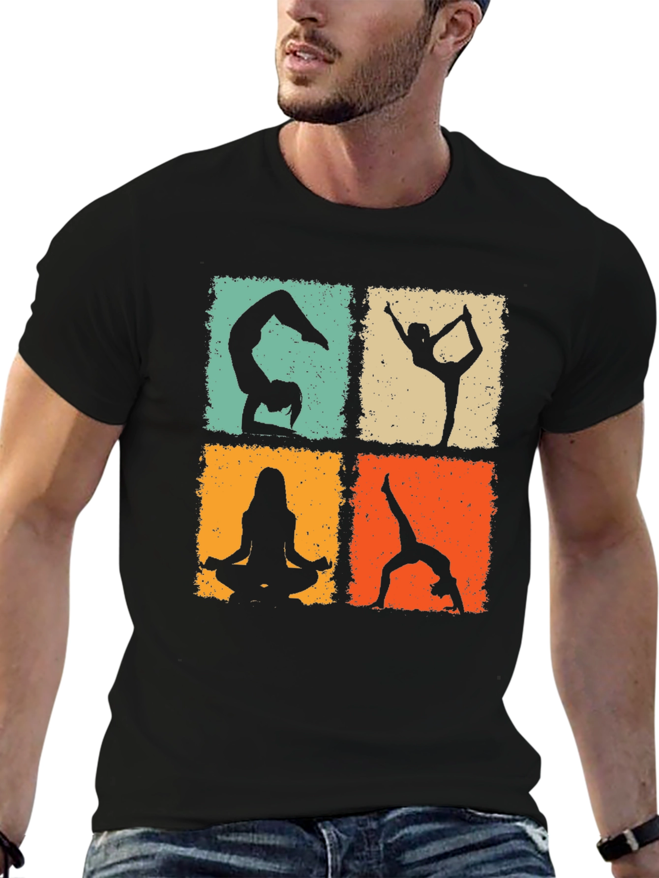 Black Yoga Poses Graphic Tee - Trendy & Comfortable view 6