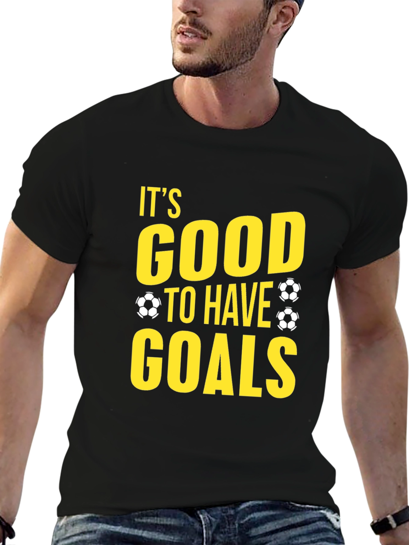 Black It's Good To Have Goals Soccer T-Shirt view 6