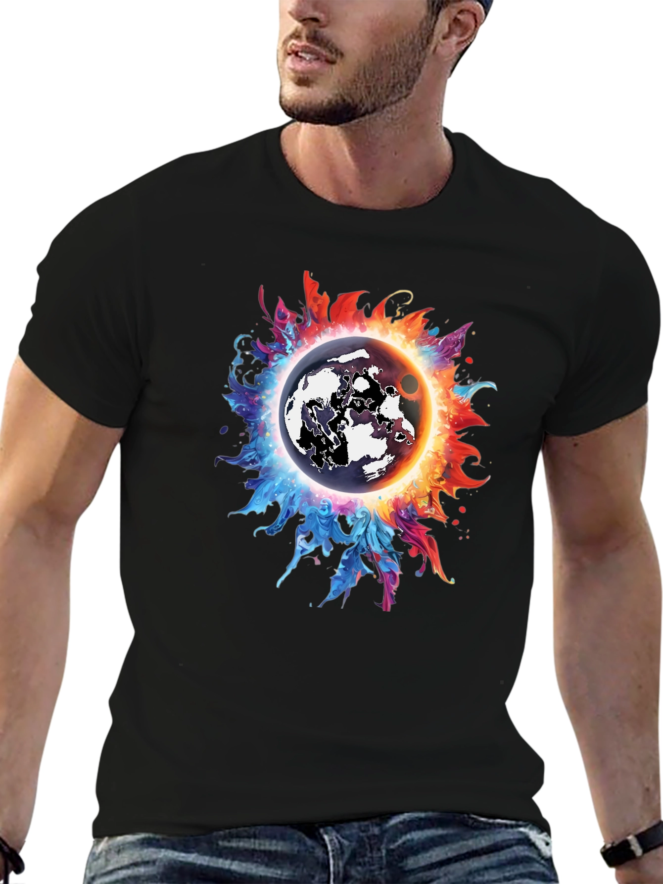 Black Cosmic Eclipse Graphic Tee - Black T-Shirt view 6