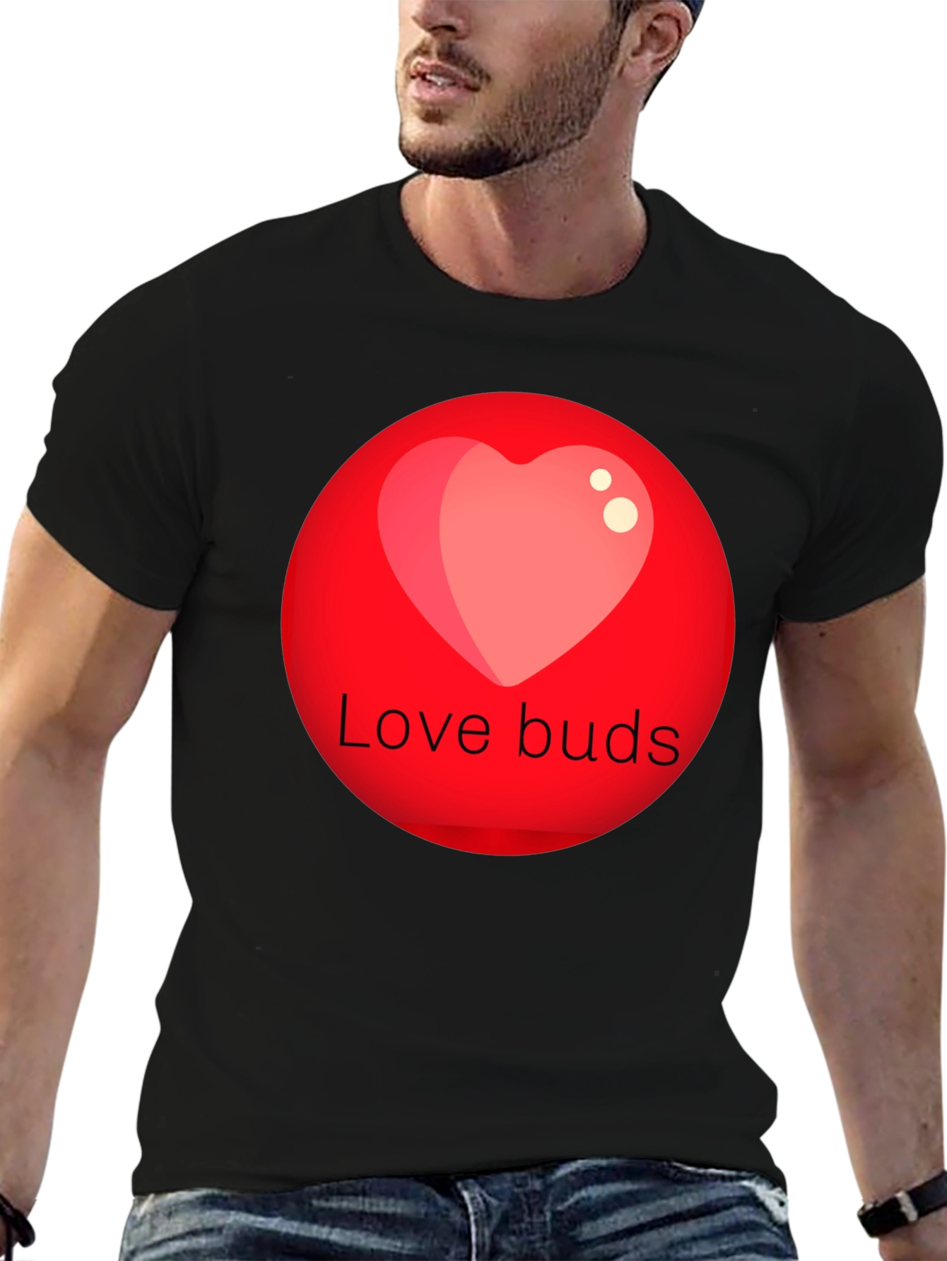 Black Love Buds Graphic Tee - Black Crew Neck view 6