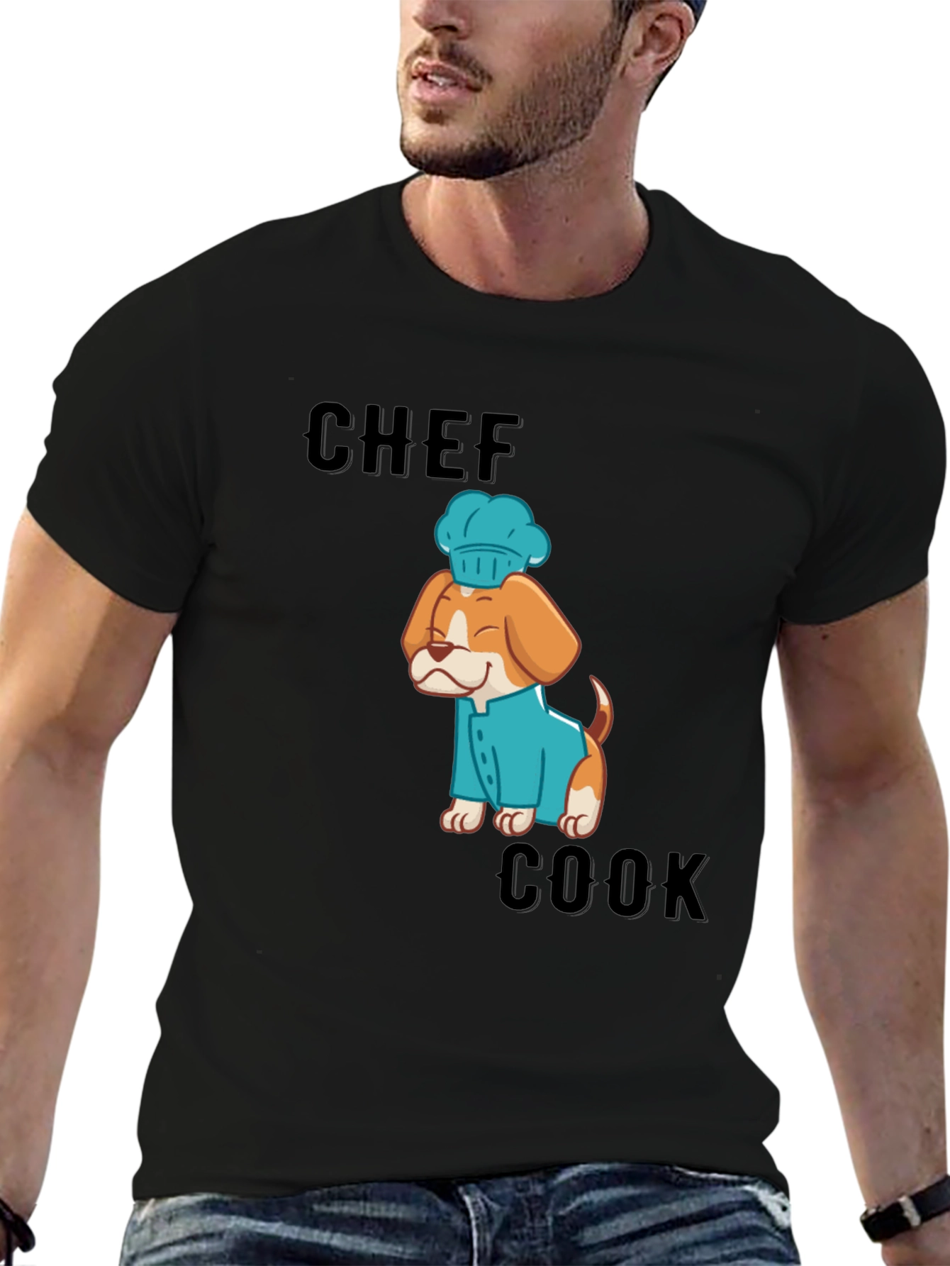 Black Chef Cook Dog T-Shirt: Cute Culinary Canine Tee view 6