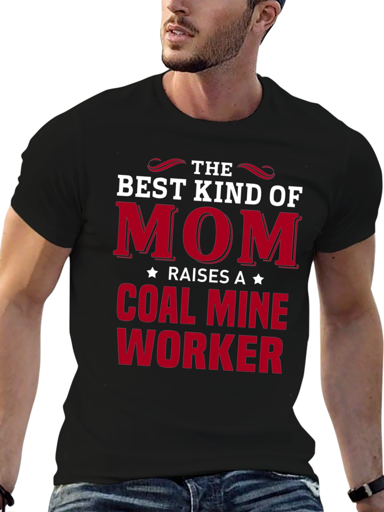 Black Best Kind of Mom Coal Mine Worker T-Shirt view 6